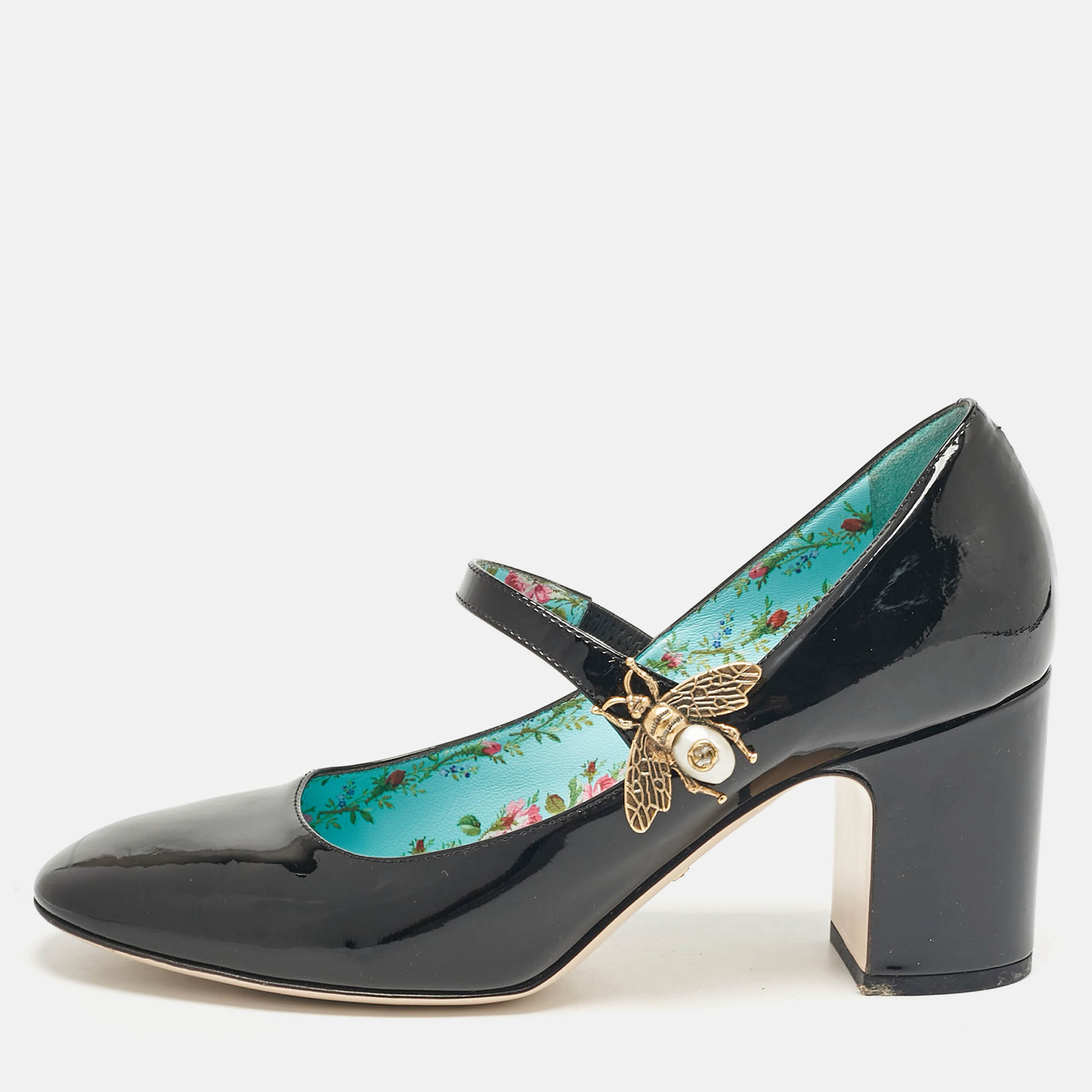 

Gucci Black Patent Lois Bee Mary Jane Pumps Size