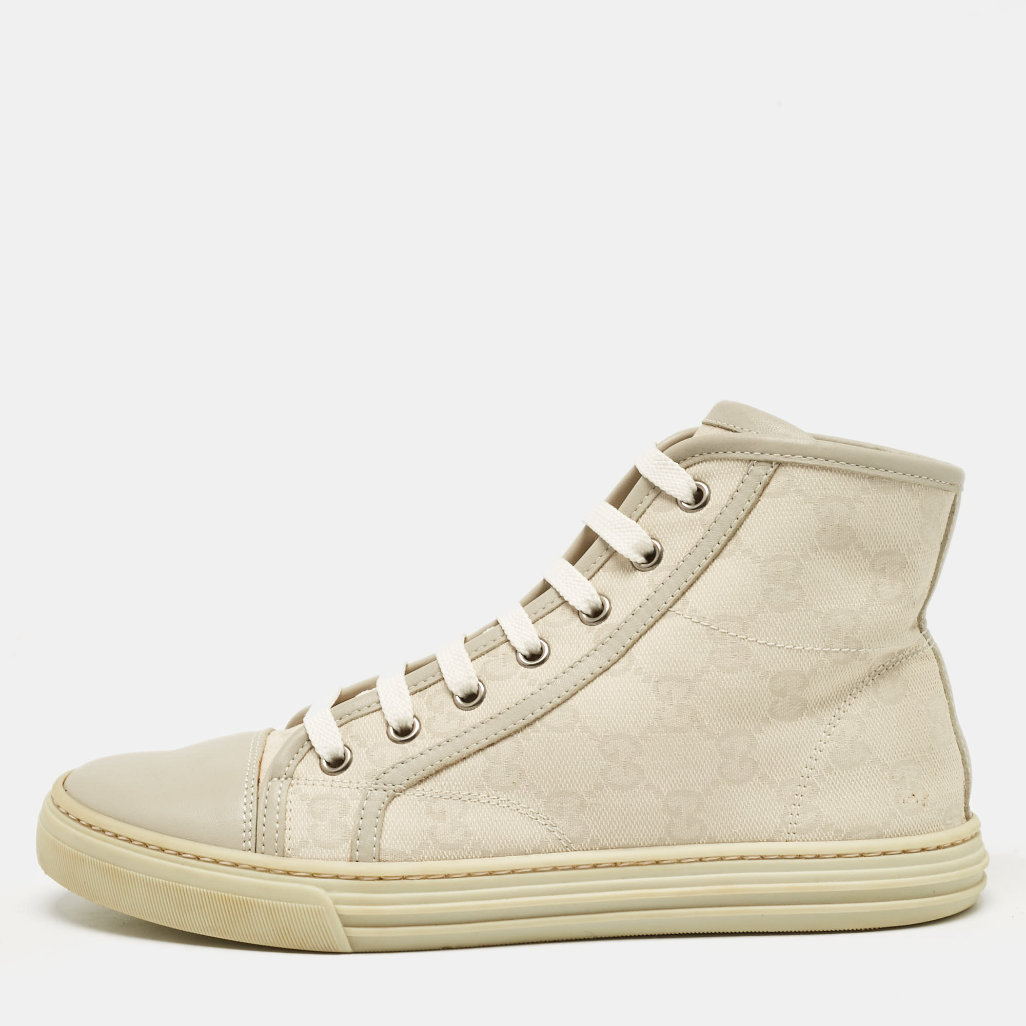 

Gucci Grey GG Canvas and Leather High Top Sneakers Size