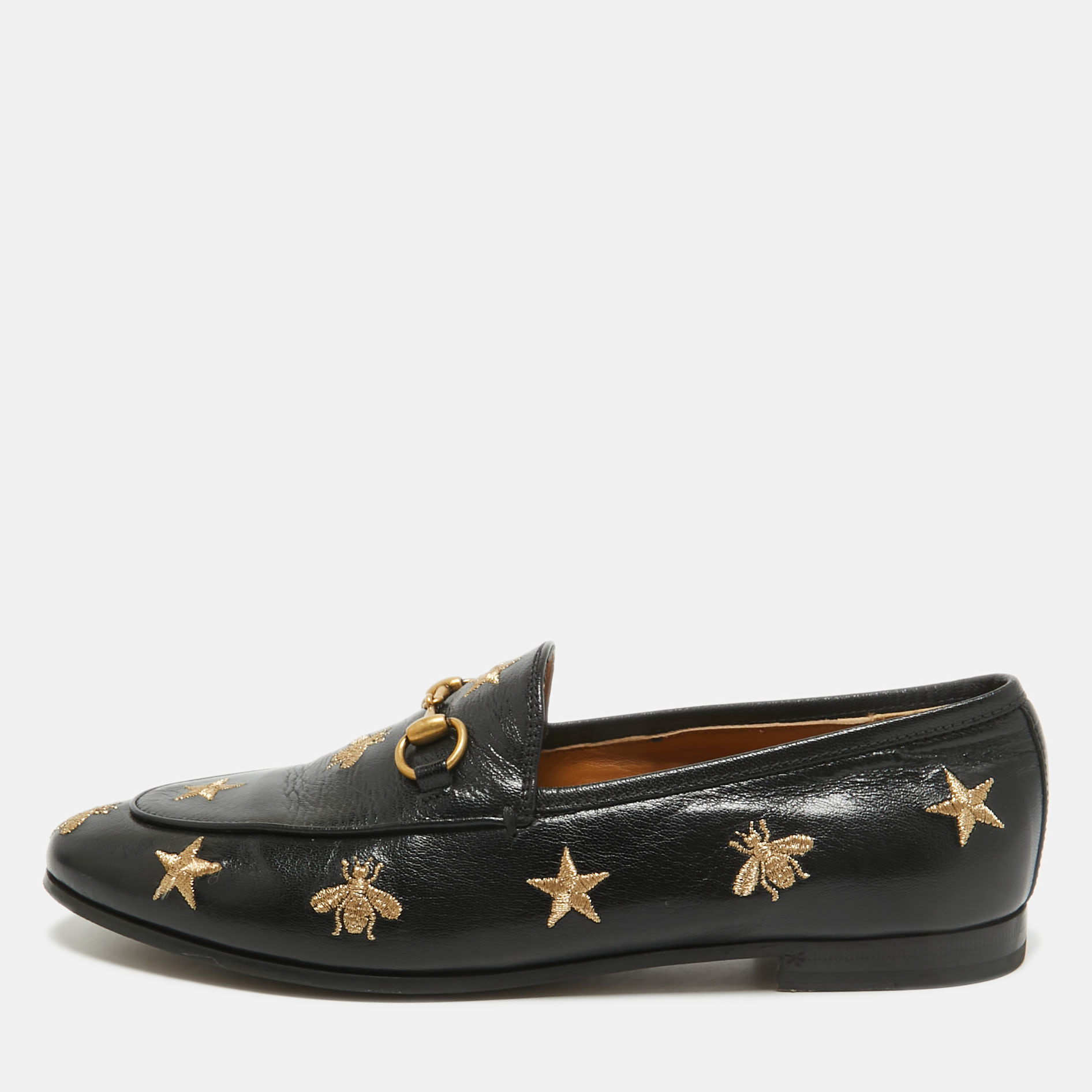 

Gucci Black Leather Jordaan Loafers Size