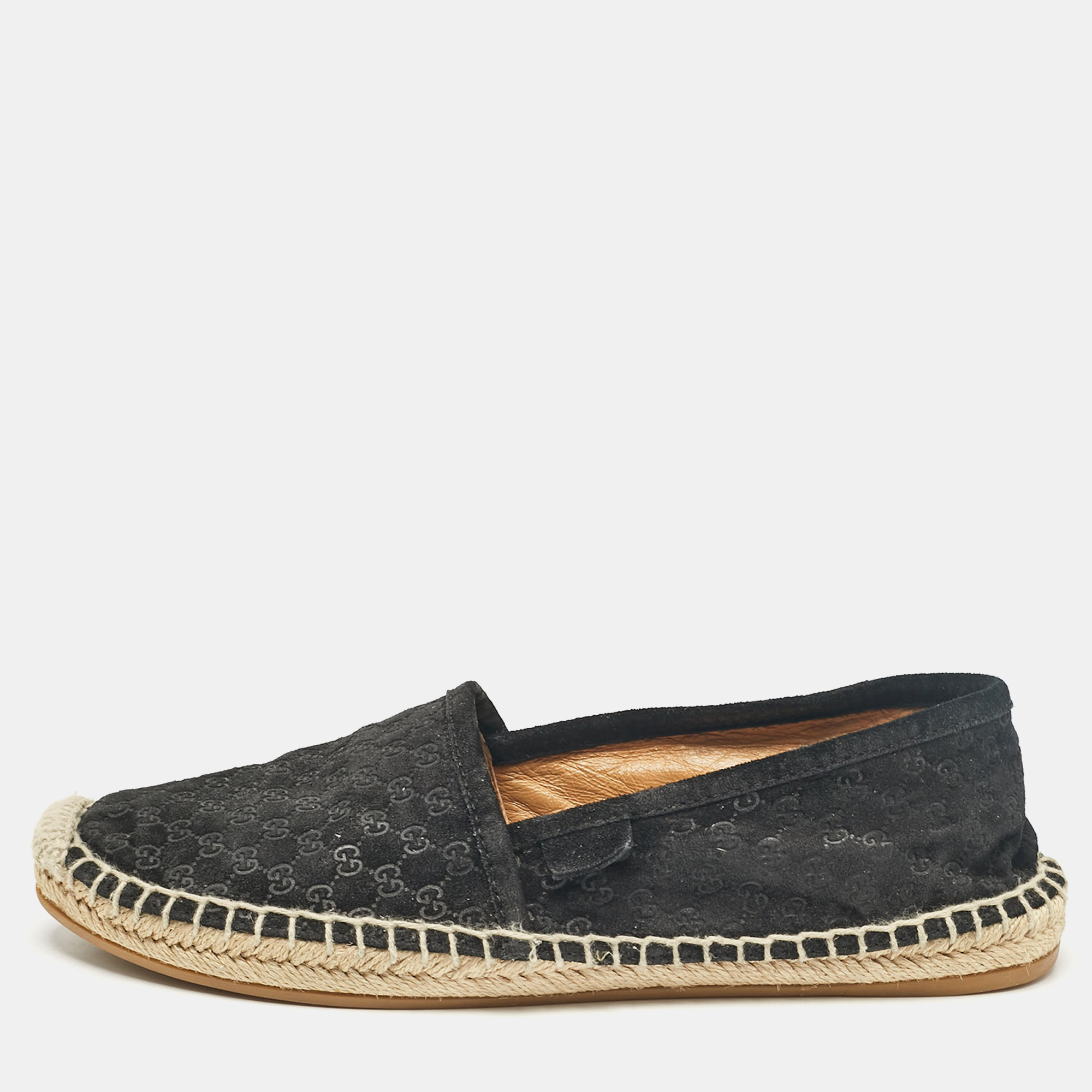 

Gucci Black Suede Slip On Espadrille Flats Size