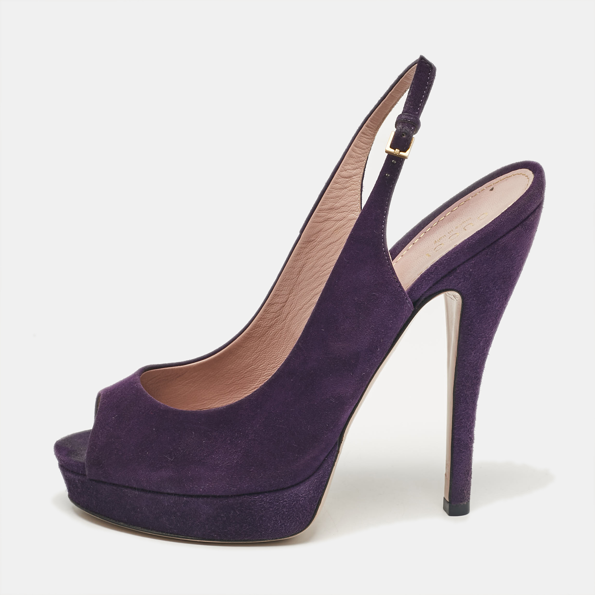 

Gucci Purple Suede Ankle Strap Sandals Size