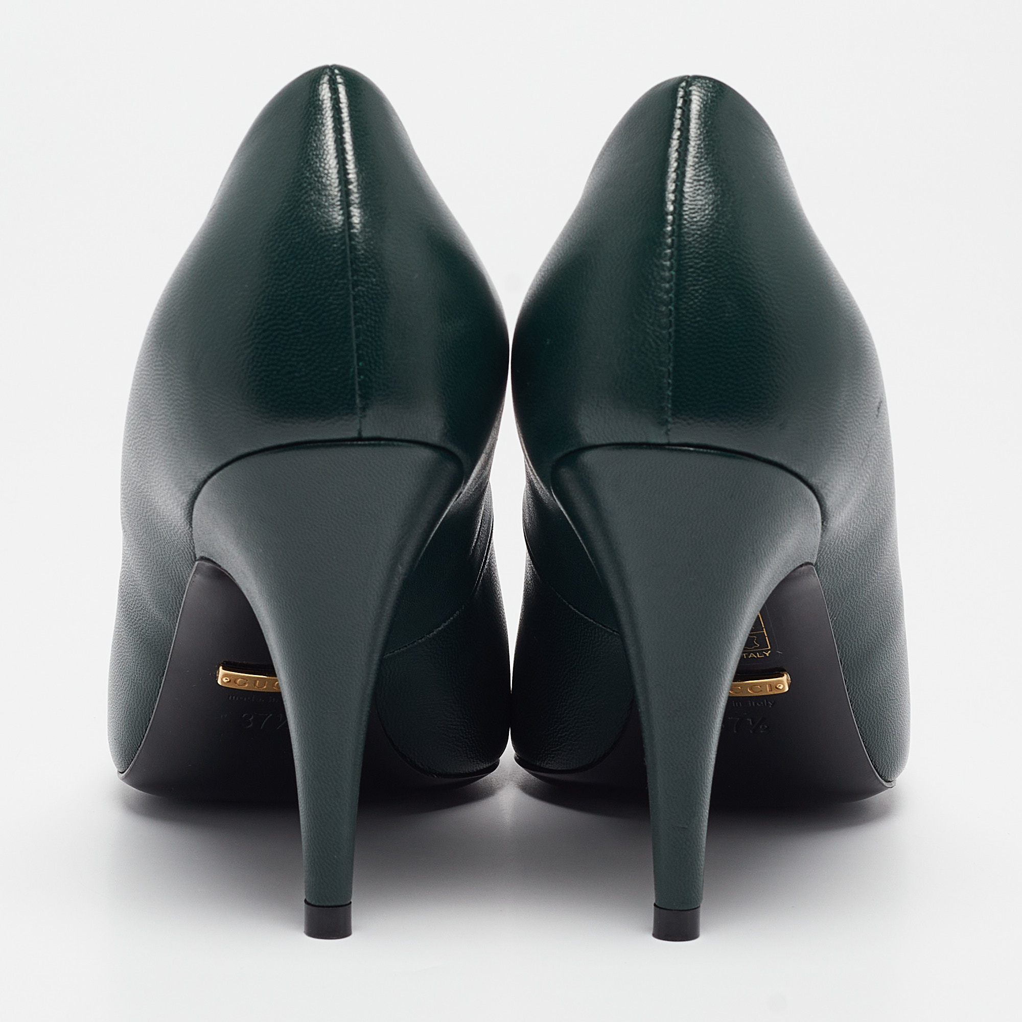 Gucci Green Leather Pointed Toe Pumps Size 37.5 