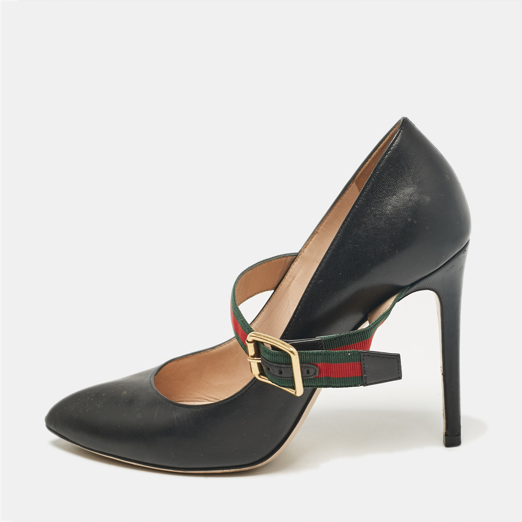 

Gucci Black Leather Mary Jane Sylvie Pumps Size