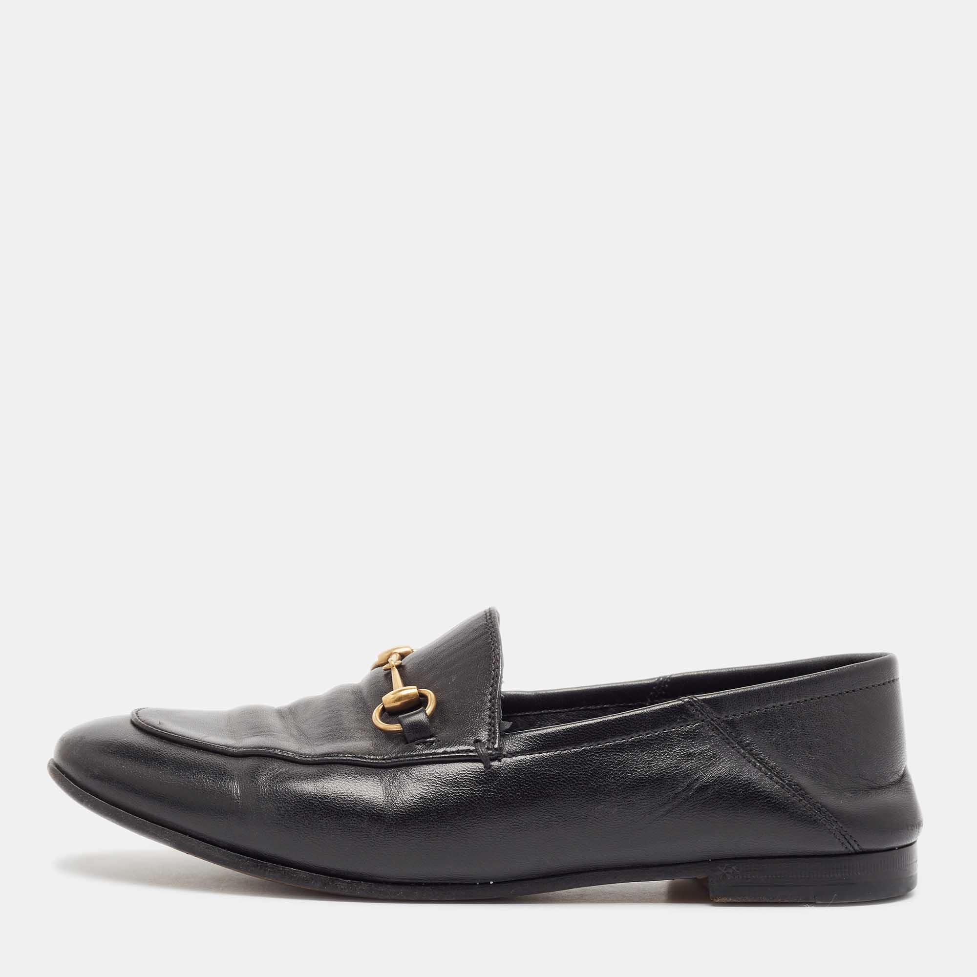 

Gucci Black Leather Jordaan Loafers Size