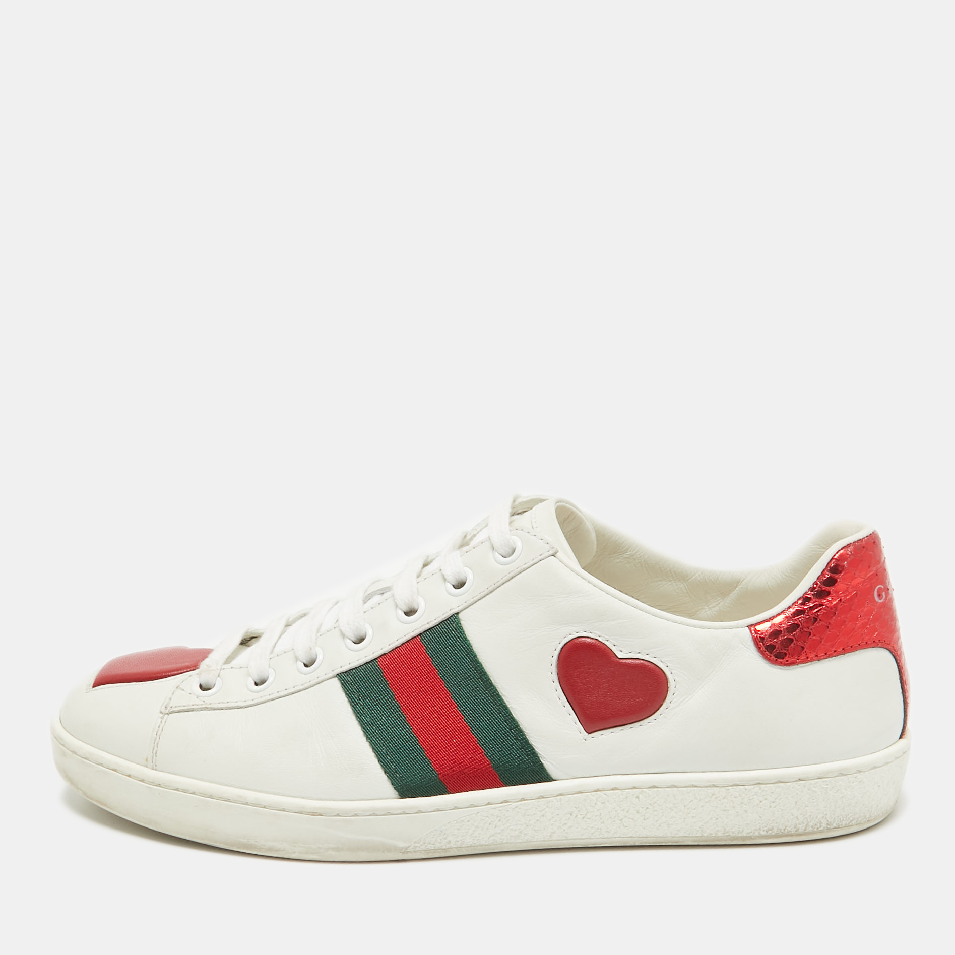 

Gucci White Leather Ace Low Top Sneakers Size