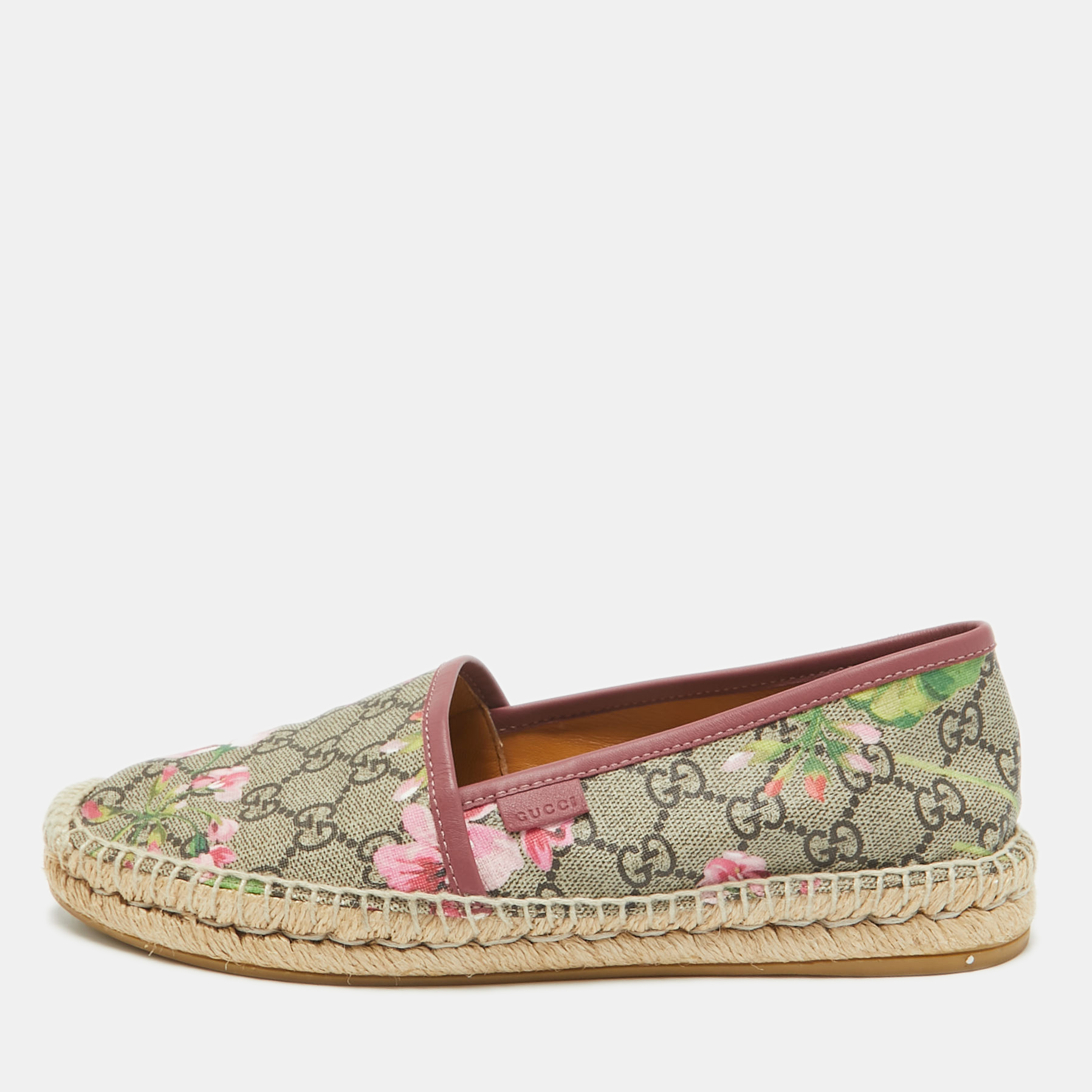 Pre-owned Gucci Multicolor Canvas Espadrille Flats Size 38