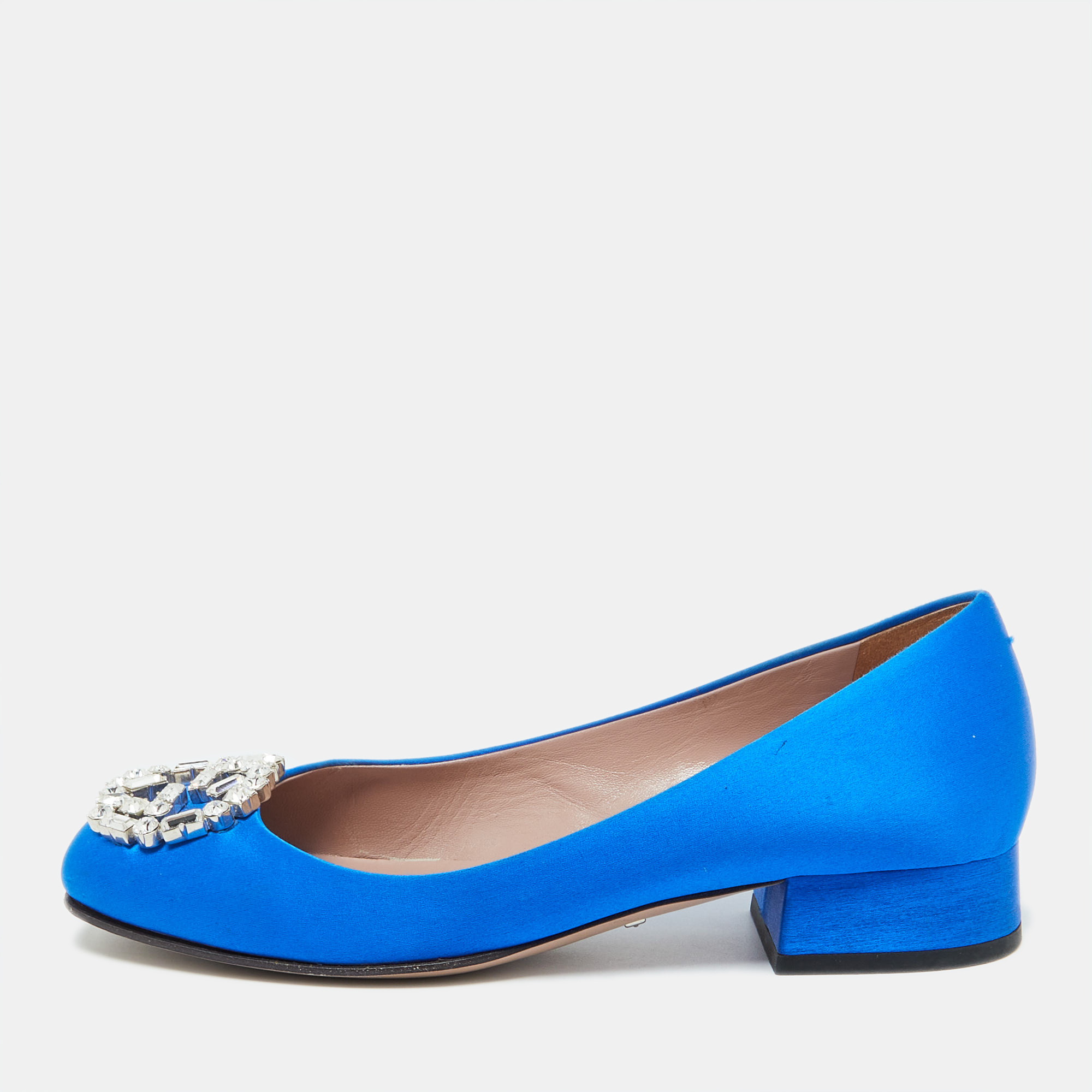 

Gucci Blue Satin Interlocking G Ballet Flats Size