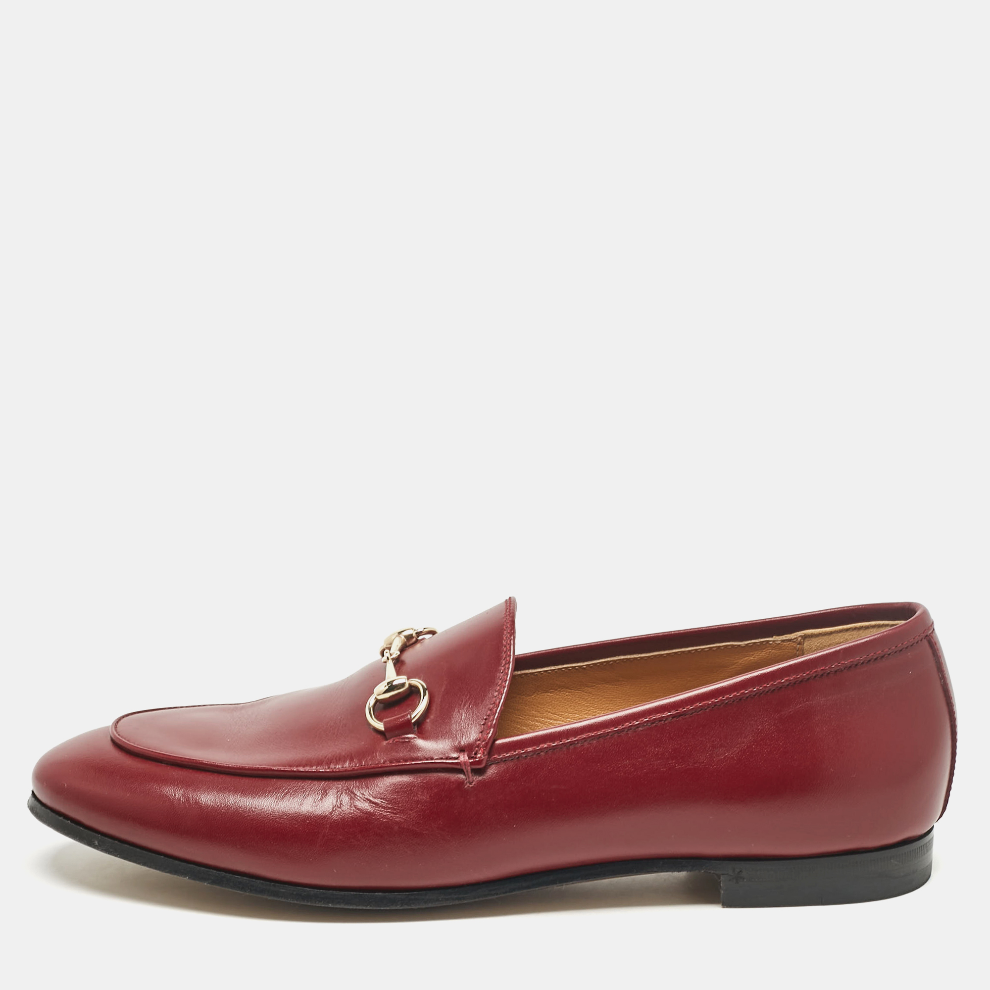 

Gucci Burgundy Leather Jordaan Loafers Size