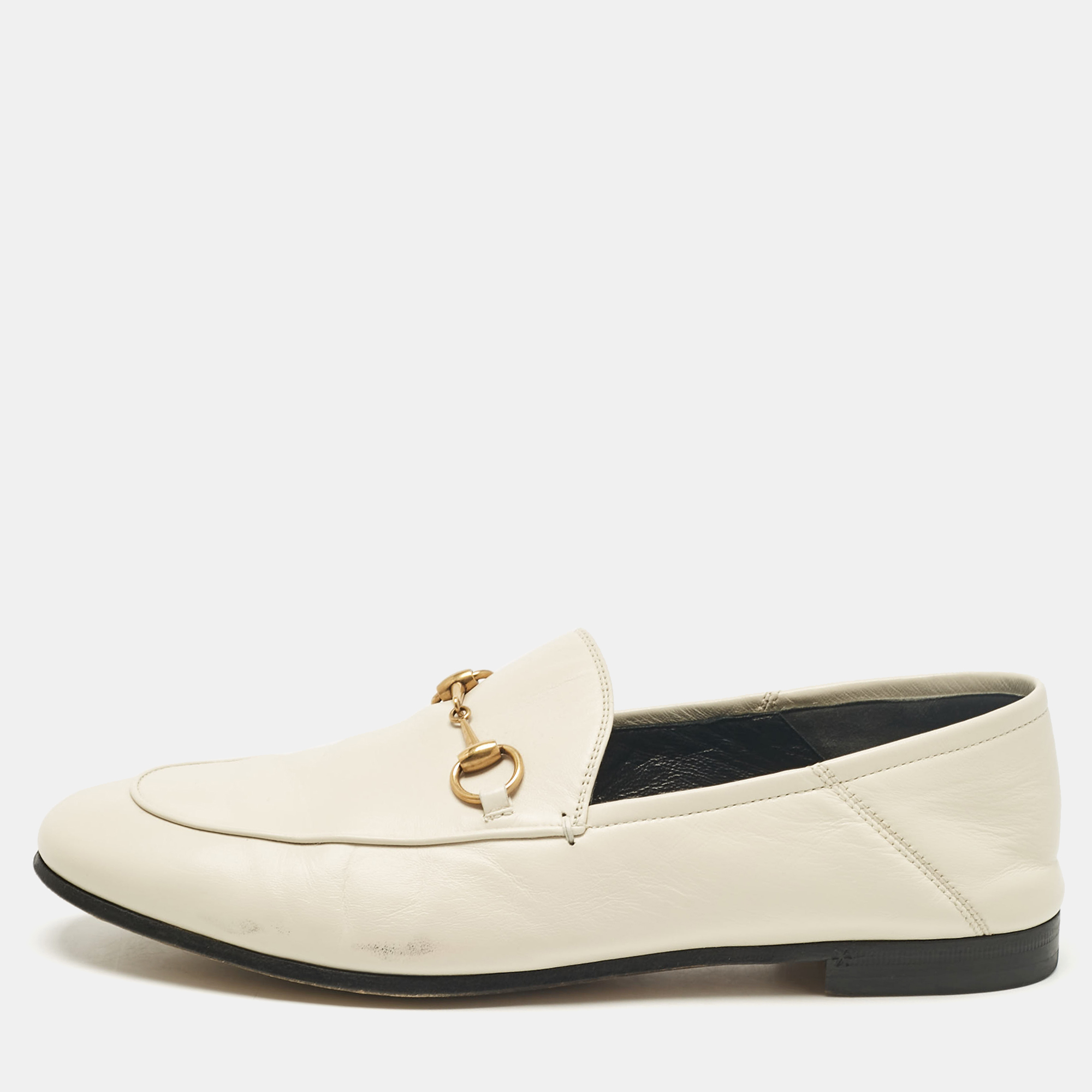 

Gucci Off White Leather Jordaan Loafers Size