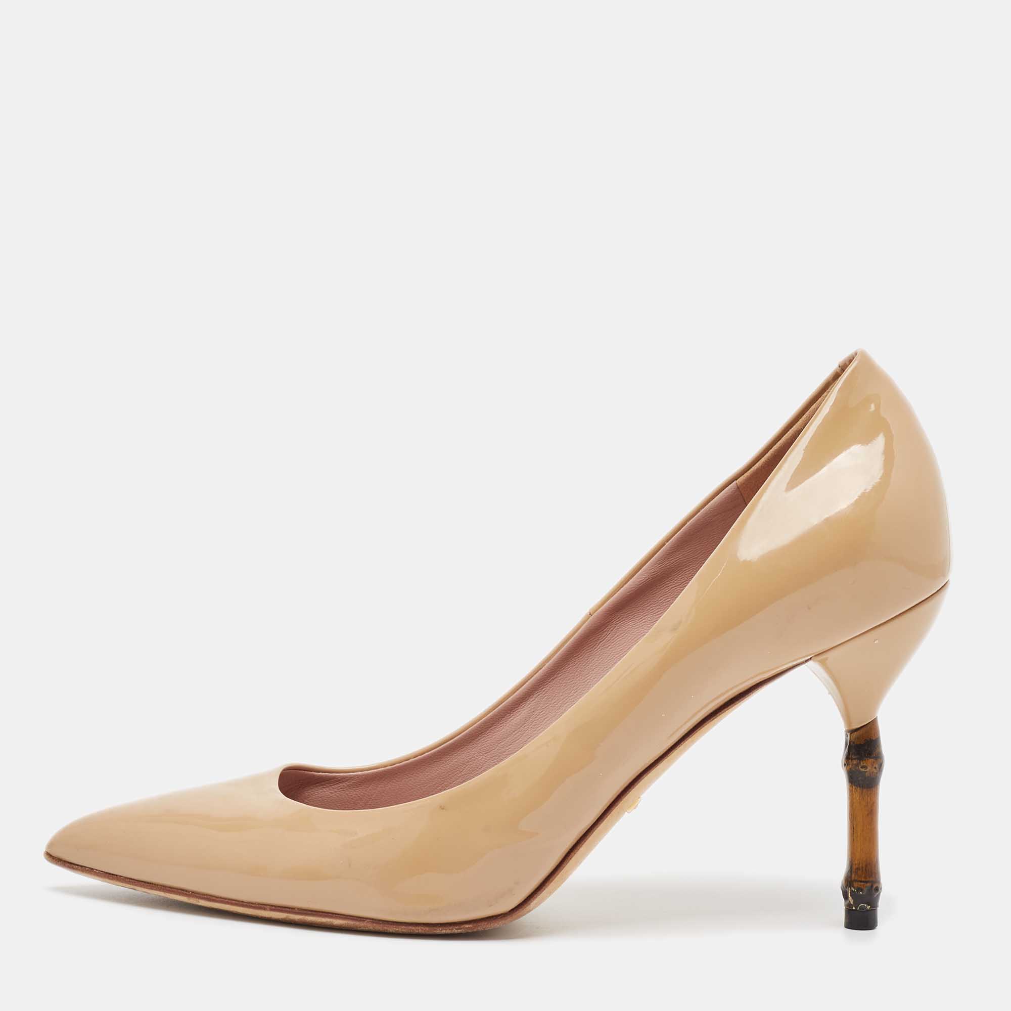 

Gucci Beige Patent Leather Pointed Toe Pumps Size