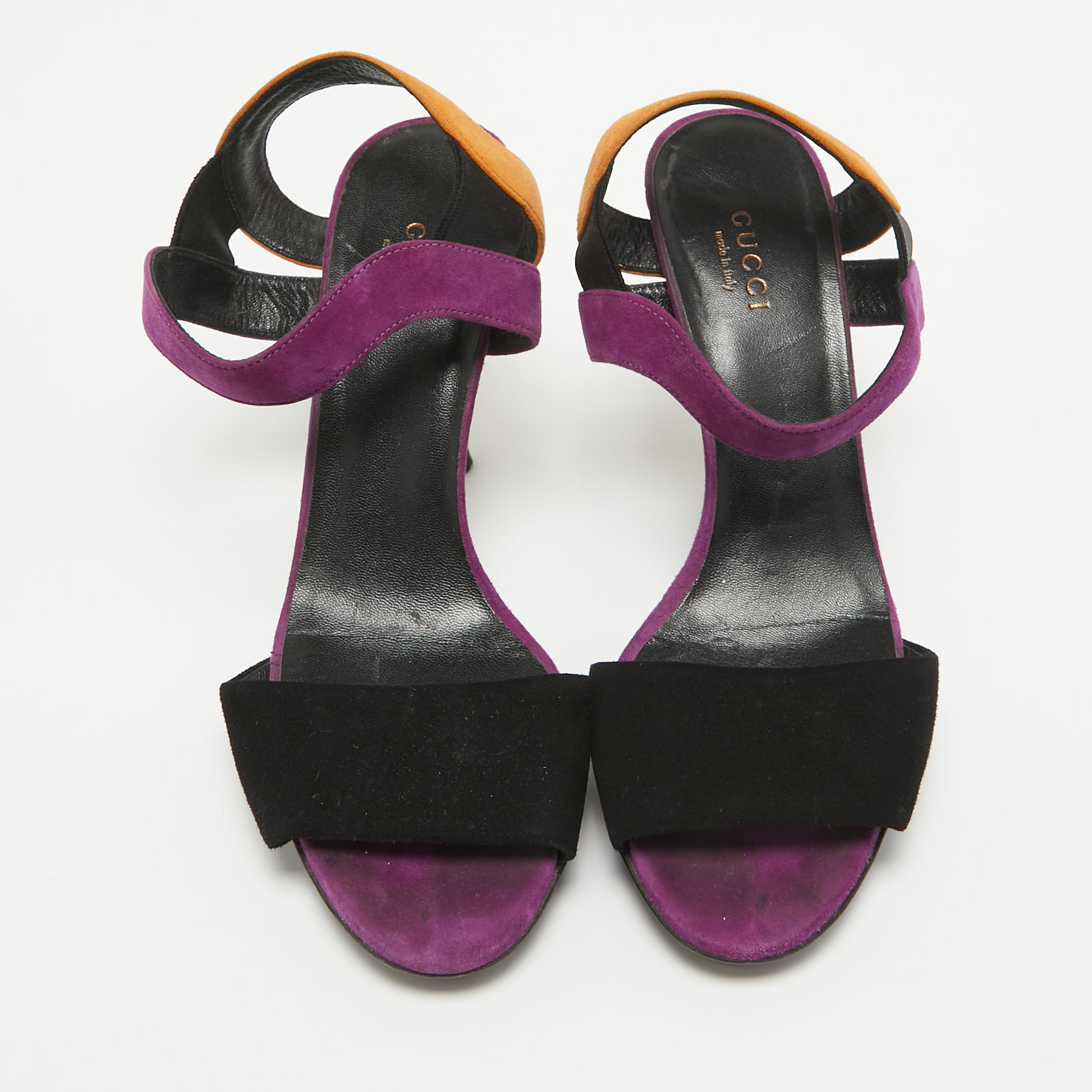 Gucci Multicolor Suede Liberty Ankle Strap Sandals Size 37 