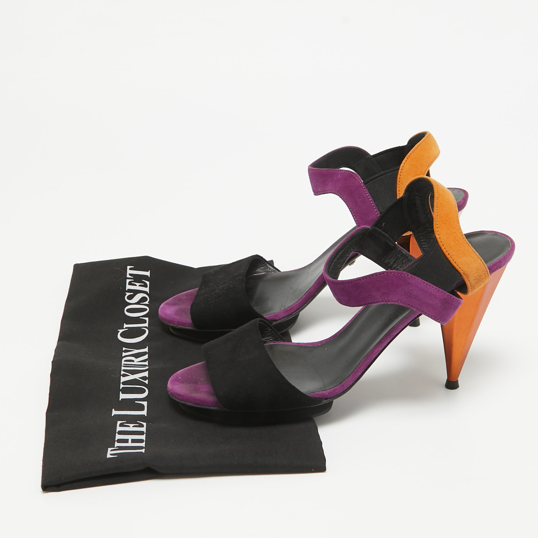 Gucci Multicolor Suede Liberty Ankle Strap Sandals Size 37 