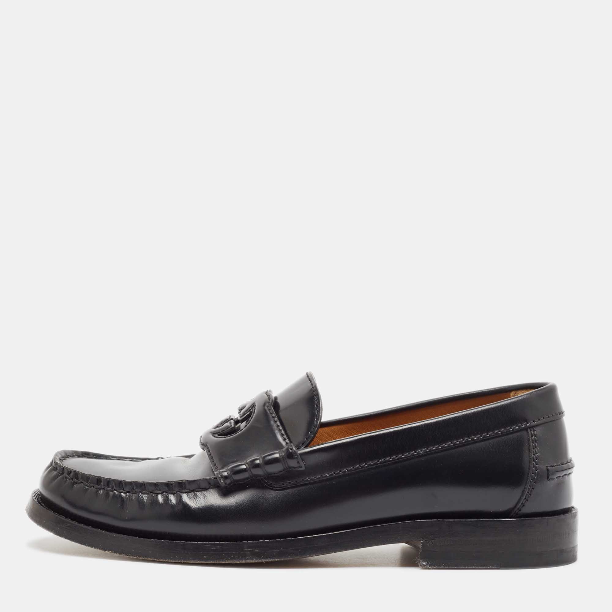 

Gucci Black Leather Slip On Loafers Size