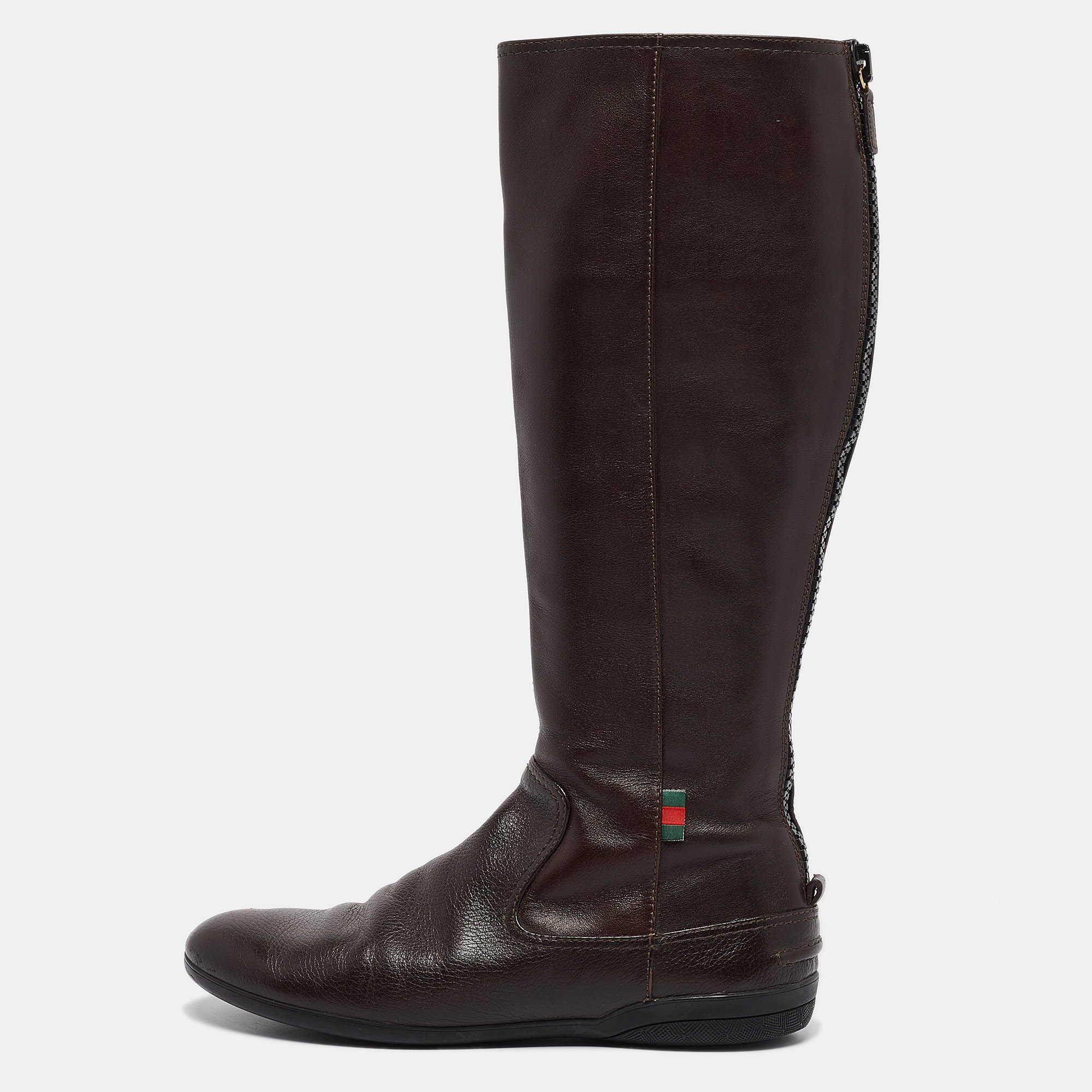 

Gucci Brown Leather Knee Length Boots Size