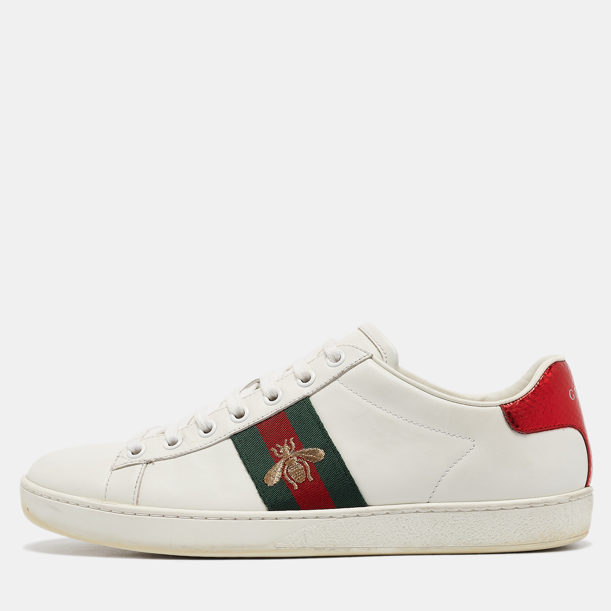 

Gucci White Leather Ace Low Top Sneakers Size