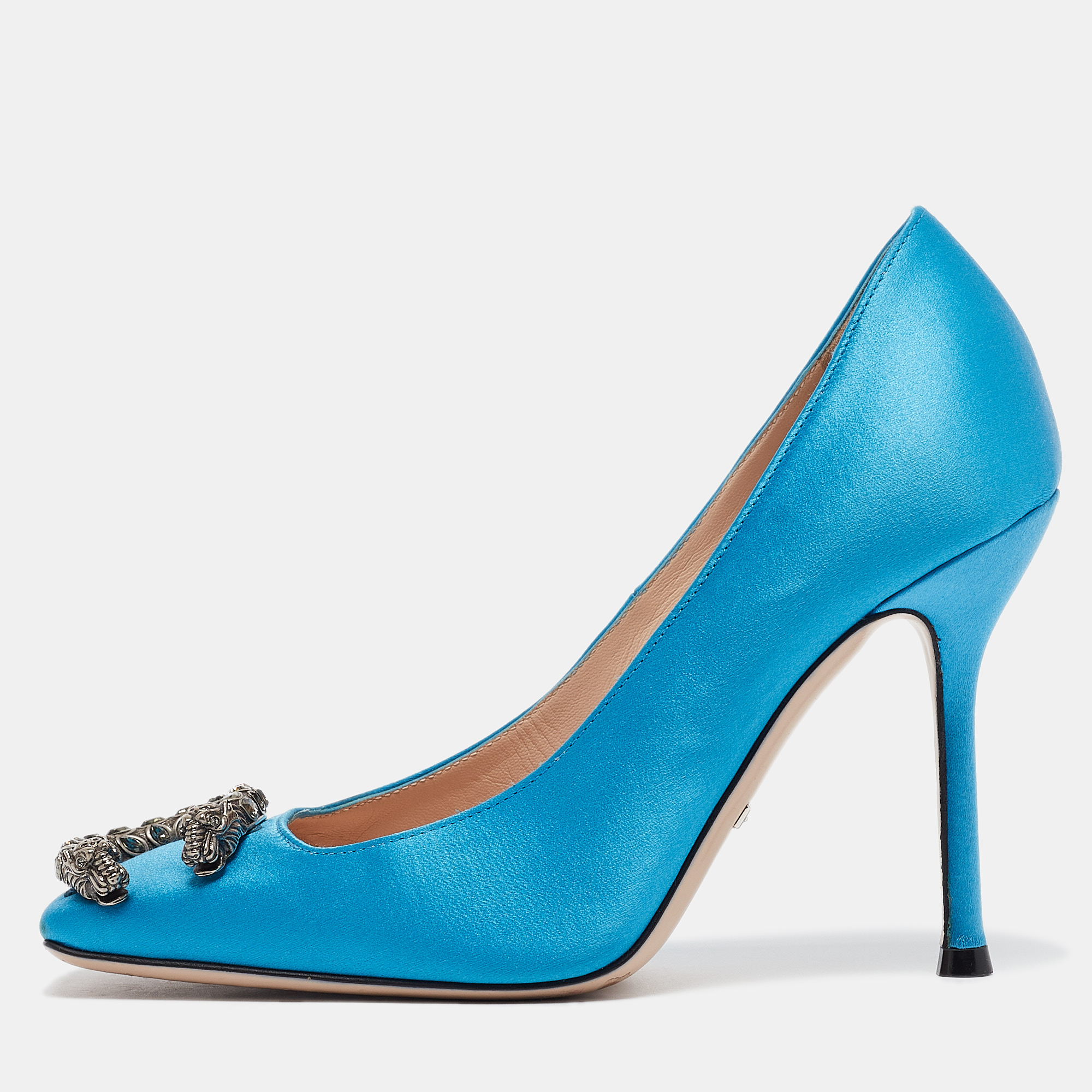 

Gucci Blue Satin Dionysus Pumps Size