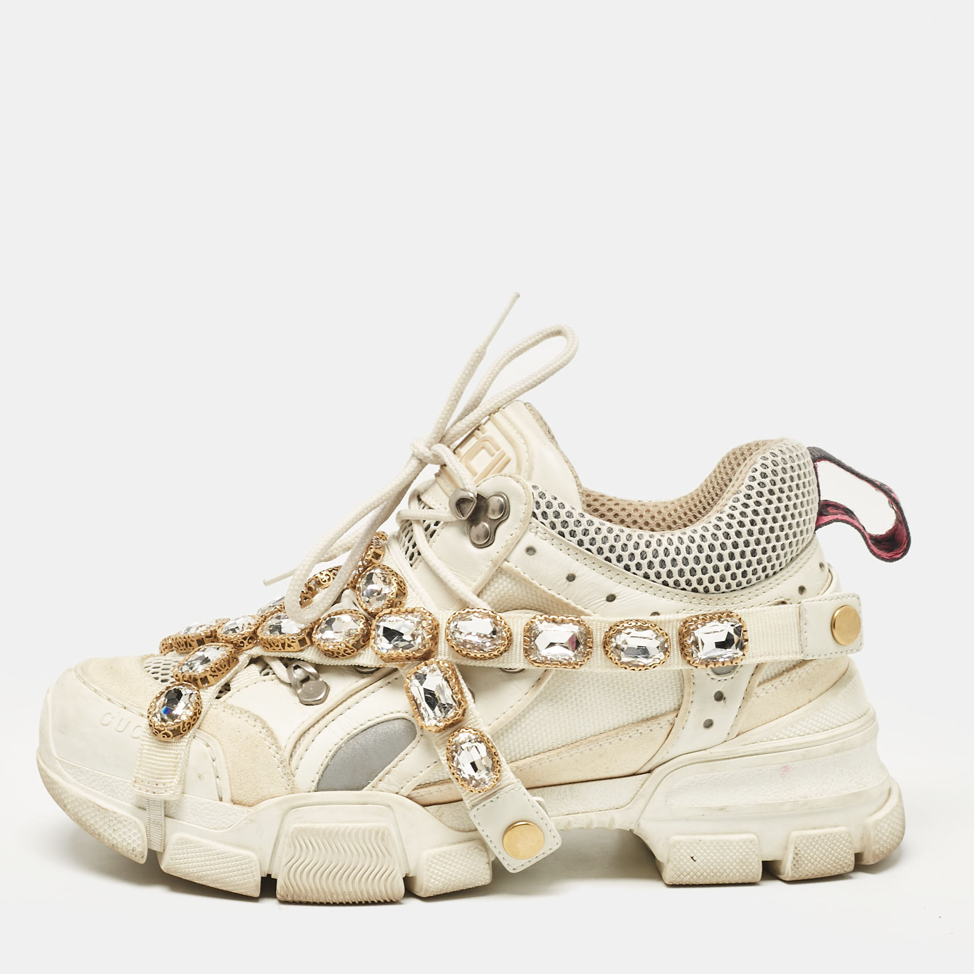 

Gucci White Leather and Mesh Flashtrek Chunky Sneakers Size