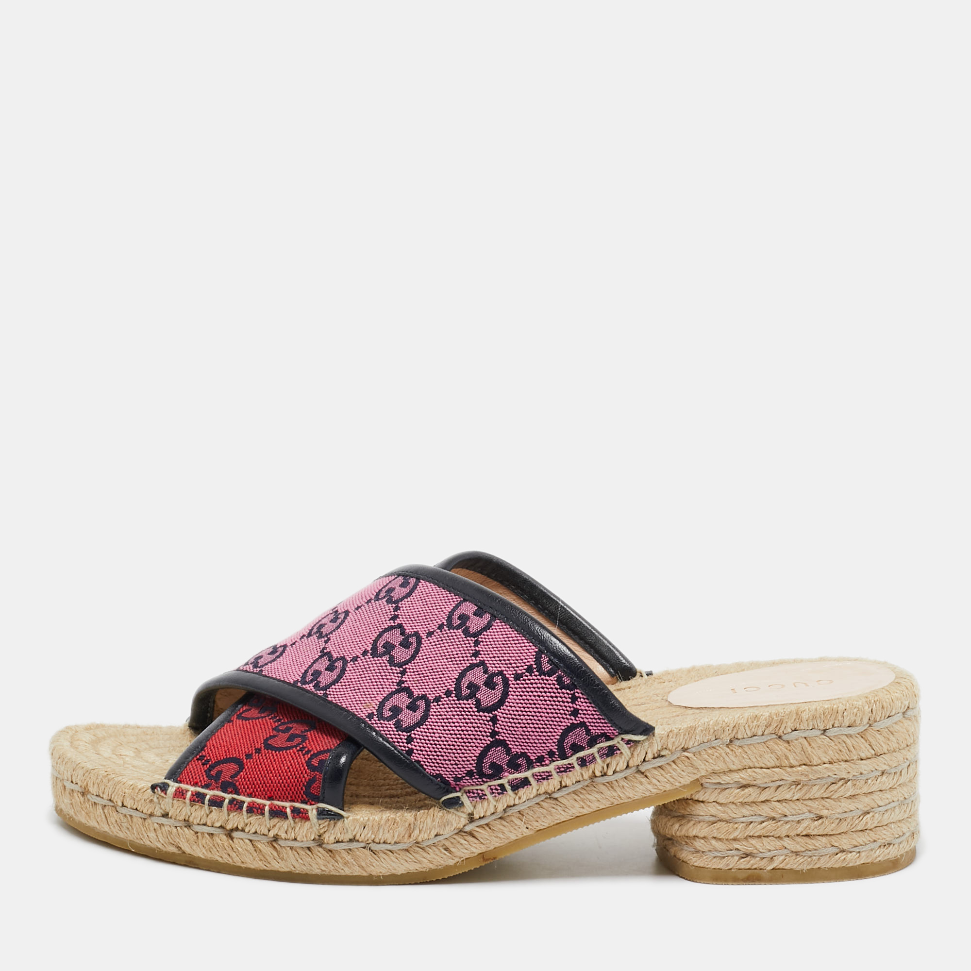 

Gucci Pink/Purple GG Canvas and Leather Espadrille Sandals Size