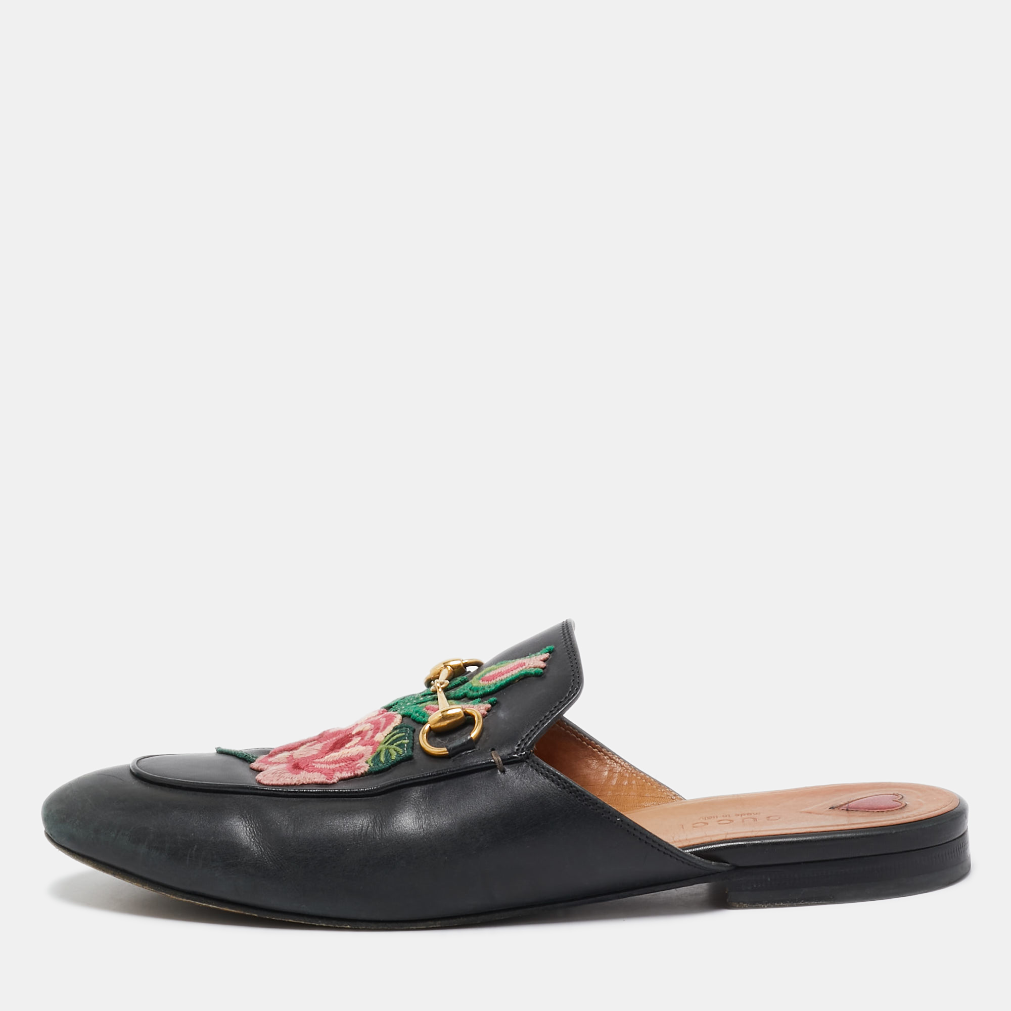 

Gucci Black Leather Princetown Mules Size