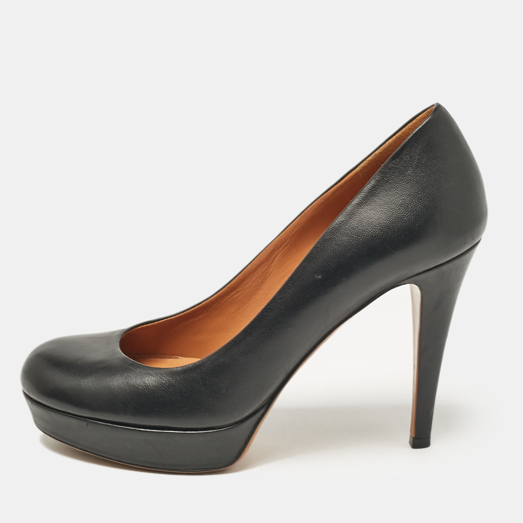 

Gucci Black Leather Round Toe Platform Pumps Size