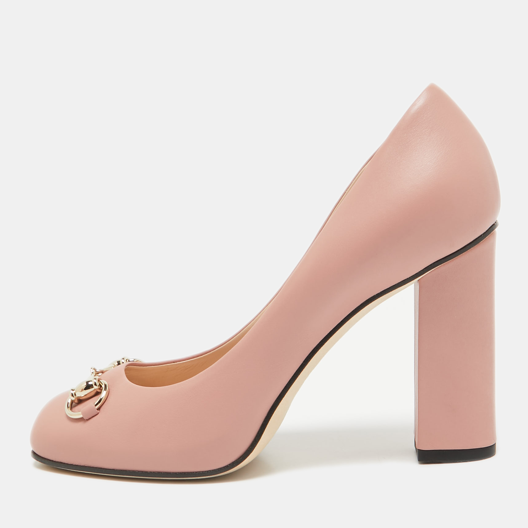 

Gucci Pink Leather Block Heel Pumps Size