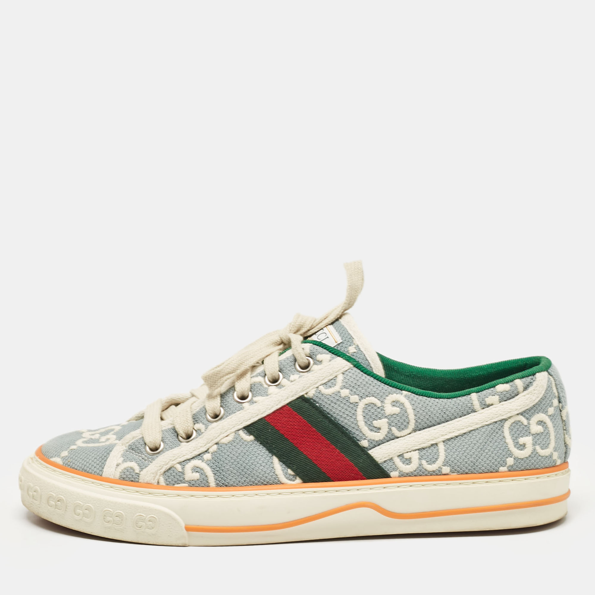 

Gucci Blue/White Denim Tennis 1977 Lace Up Sneakers Size