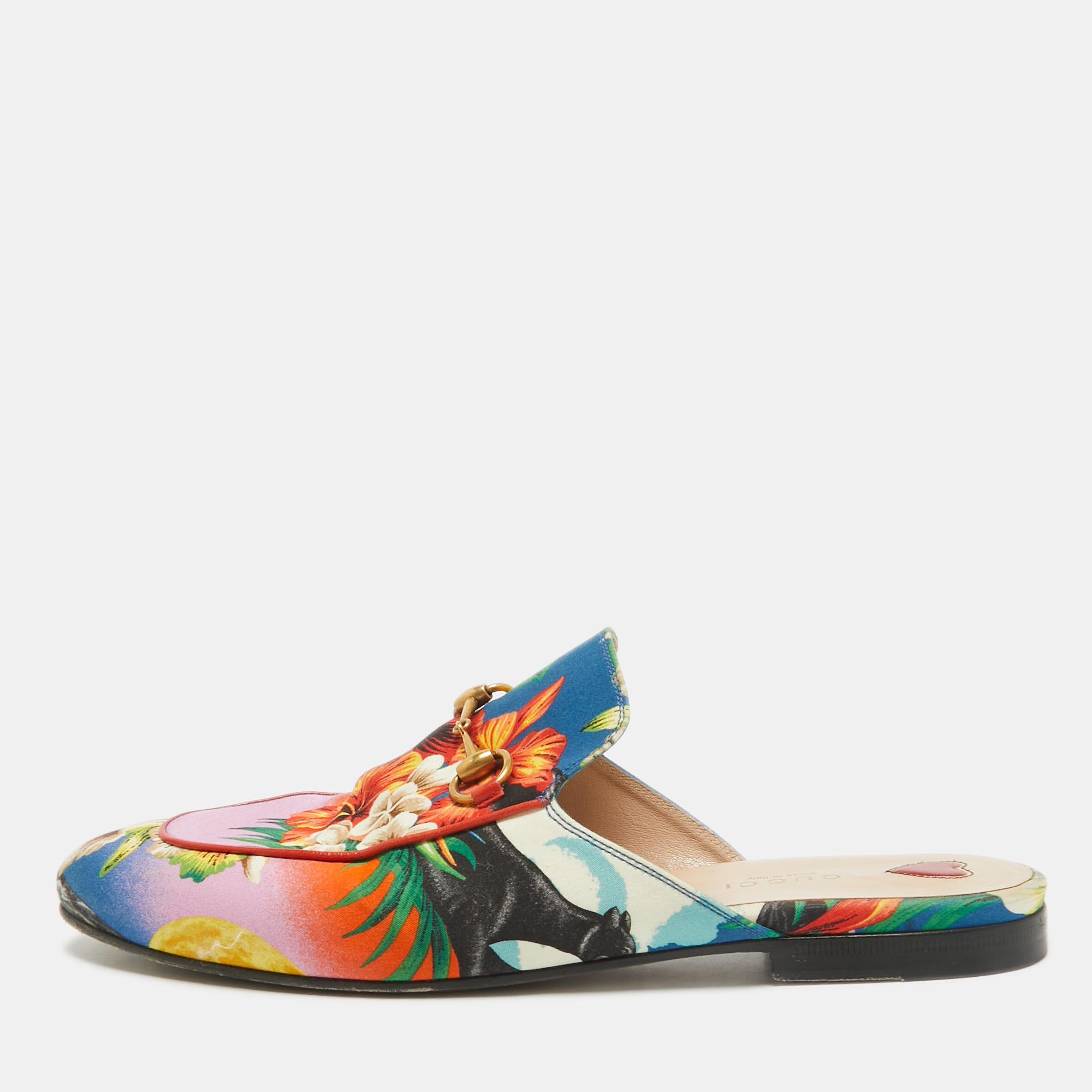 

Gucci Multicolor Floral Fabric Princetown Flat Mules Size