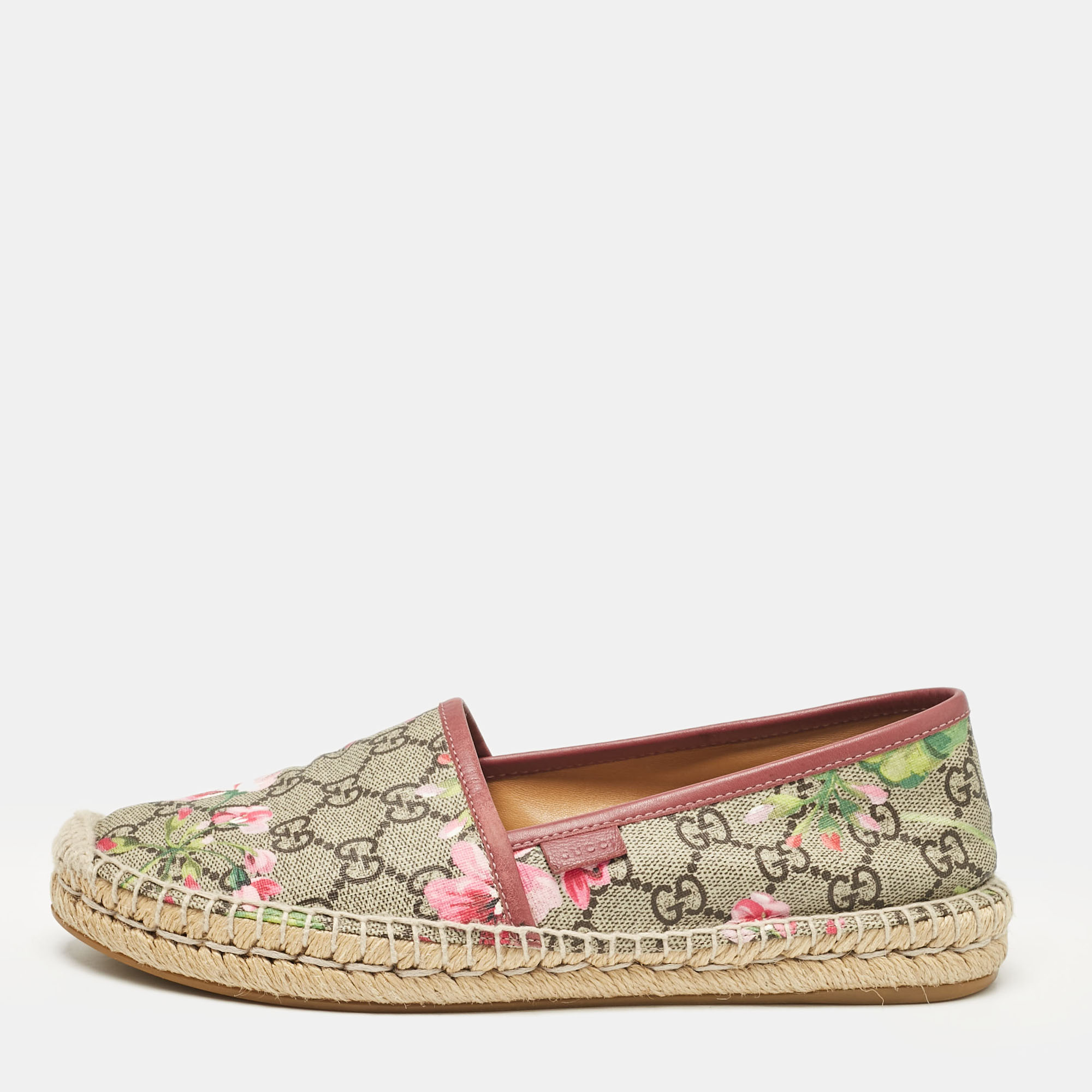 

Gucci Multicolor GG Supreme Blooms Canvas Espadrille Flats Size