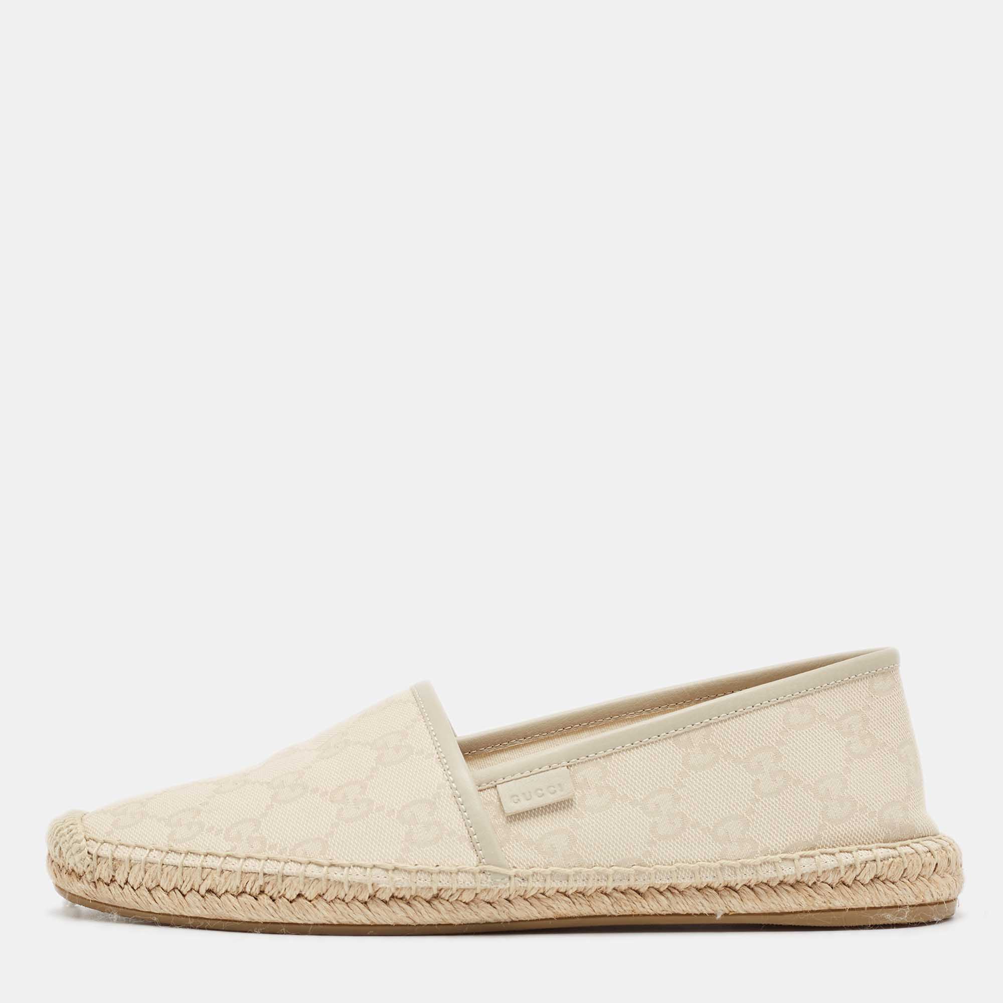 

Gucci Cream Canvas GG Espadrille Flats