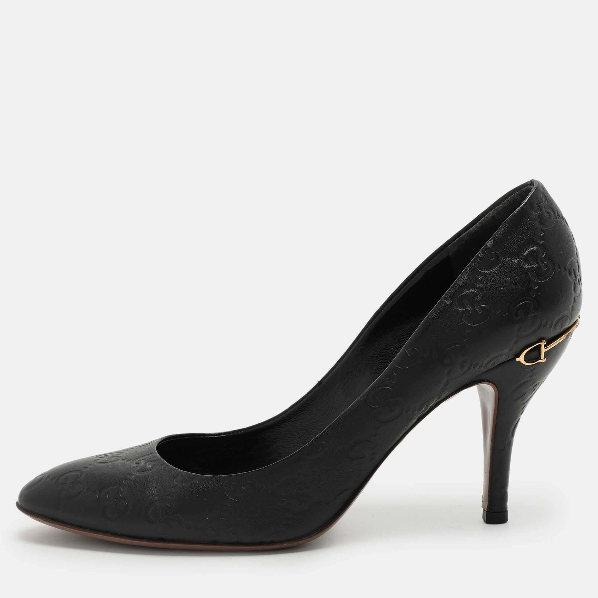 

Gucci Black Guccissima Leather Horsebit Pumps Size