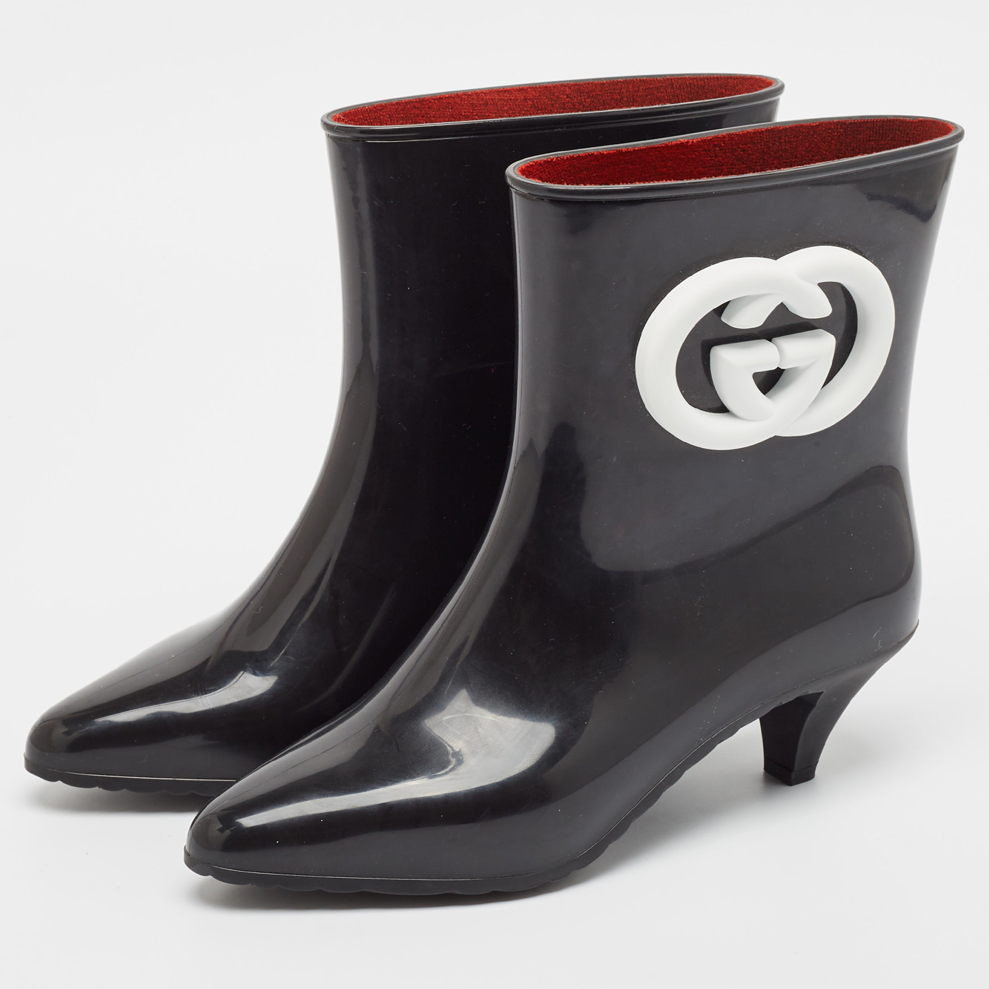 Gucci Black Rubber Ankle Length Boots Size 38 