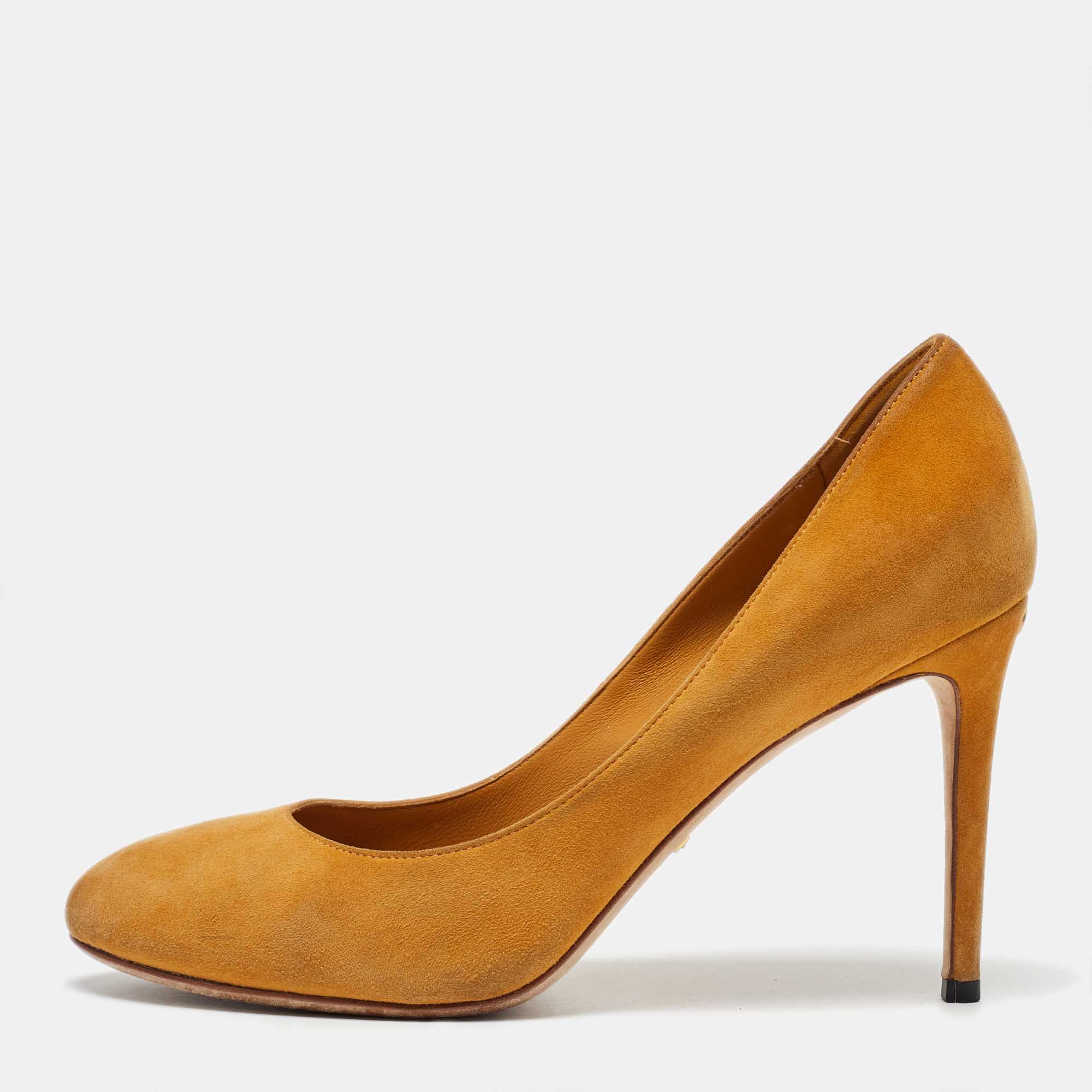 

Gucci Mustard Yellow Suede Round Toe Pumps Size