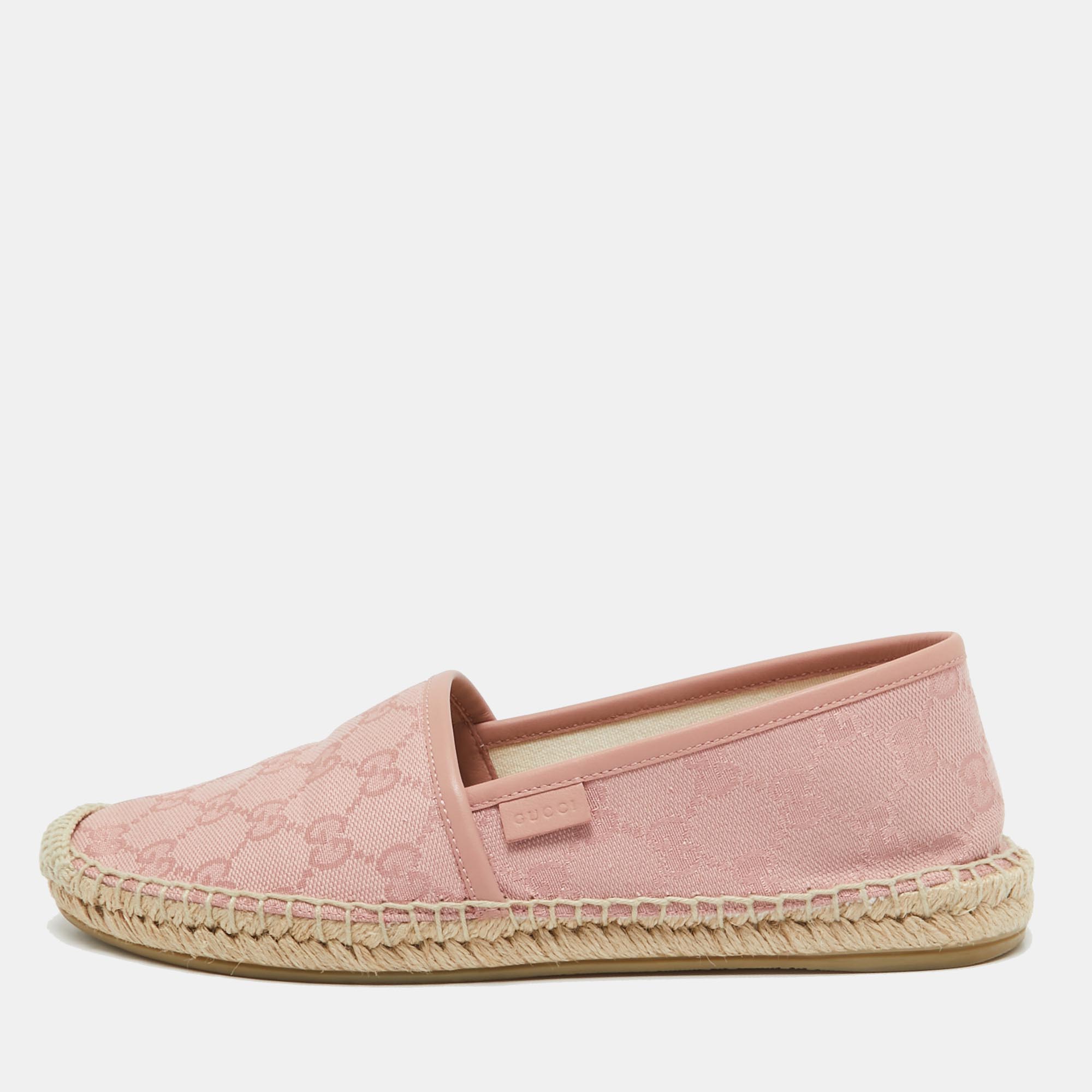 

Gucci Pink GG Canvas Espadrille Flats Size