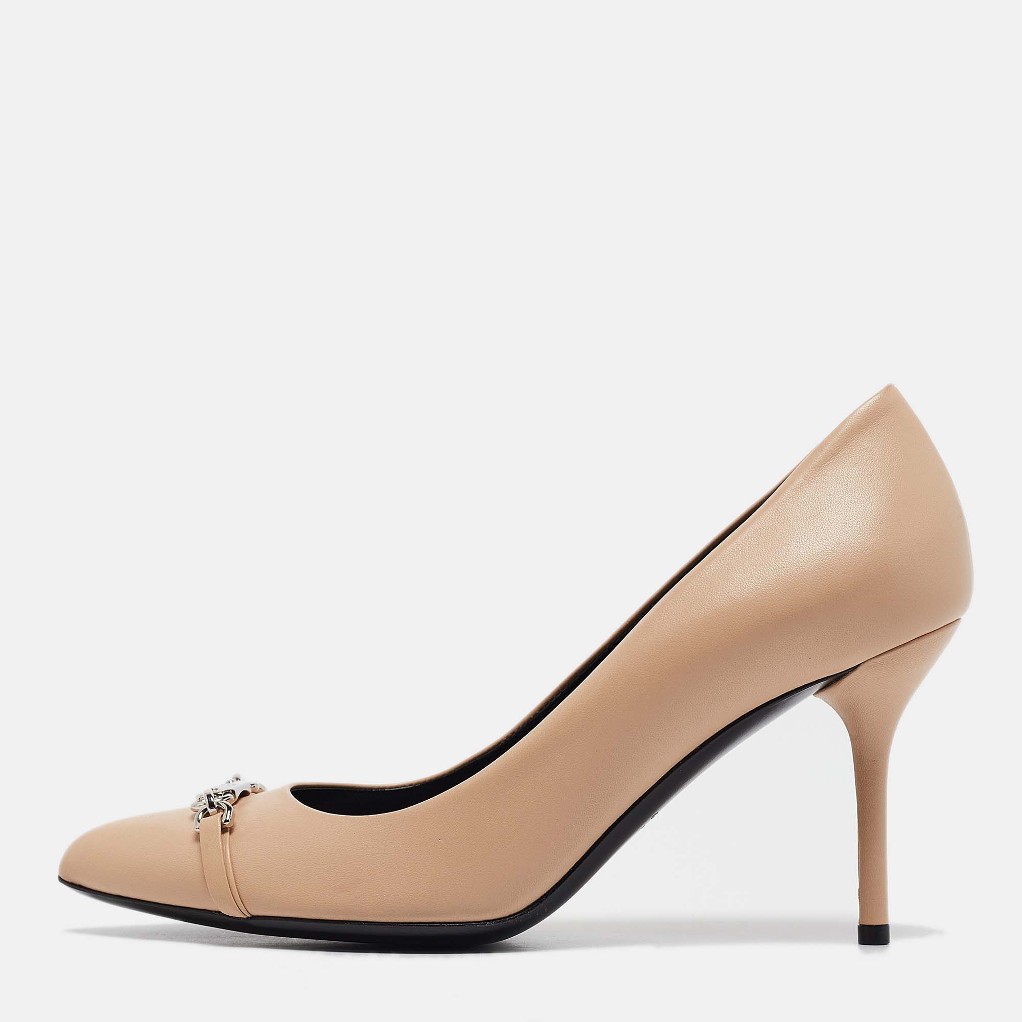 

Gucci Beige Leather Molaita Pumps Size