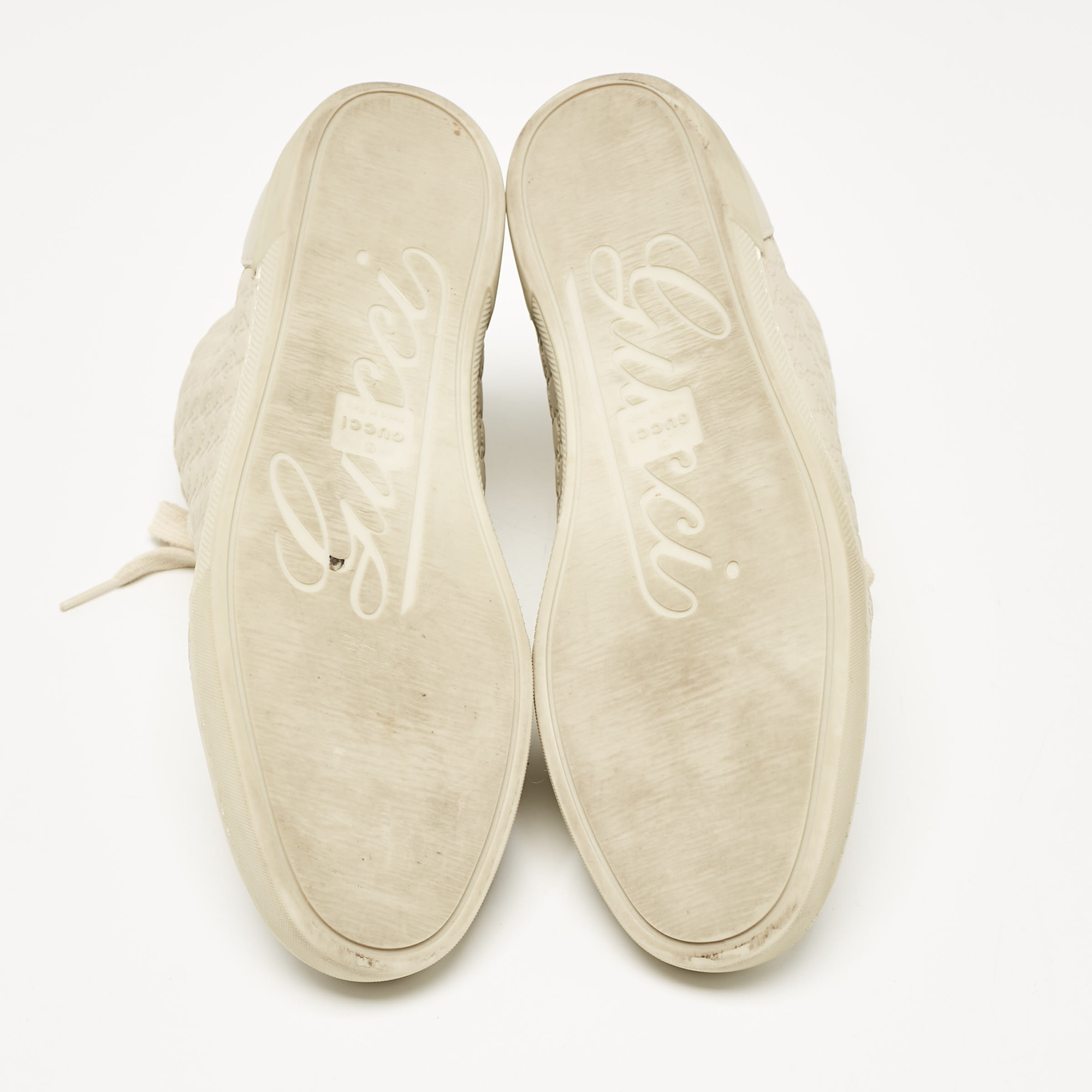 Gucci Cream Microguccissima Leather High Top Sneakers Size 37 
