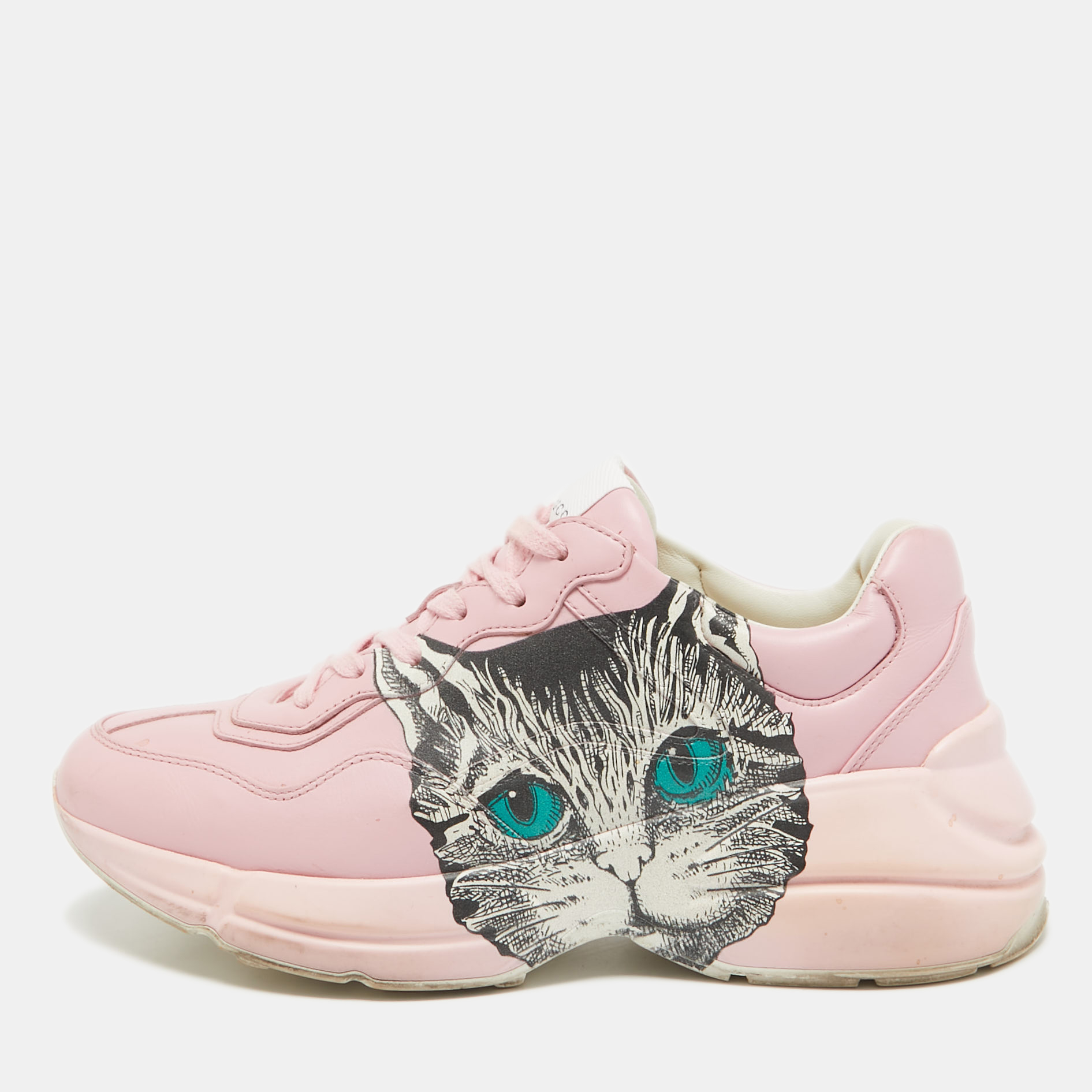 

Gucci Pink Leather Mystic Cat Rhyton Sneakers Size