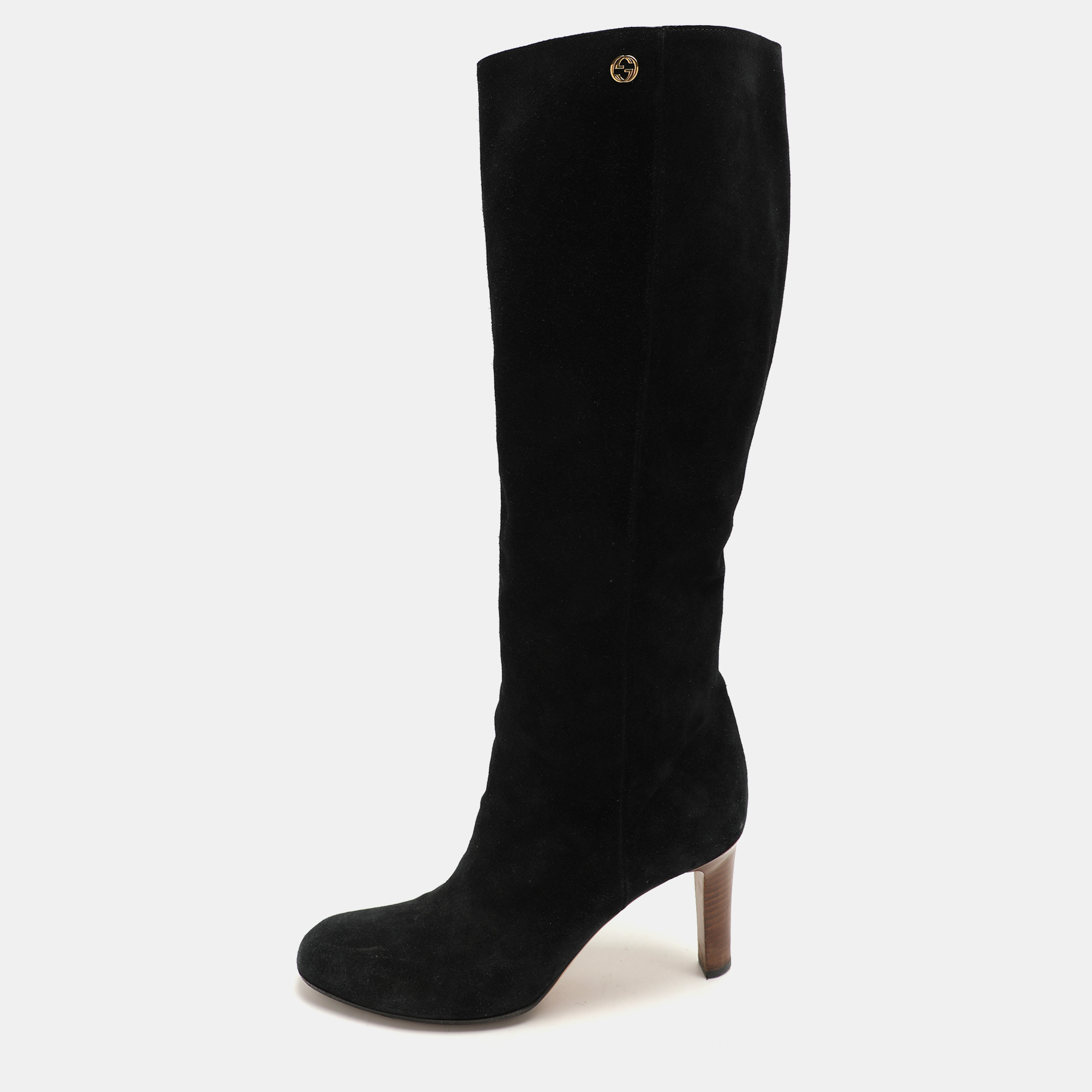 

Gucci Black Suede Calf Length Boots Size