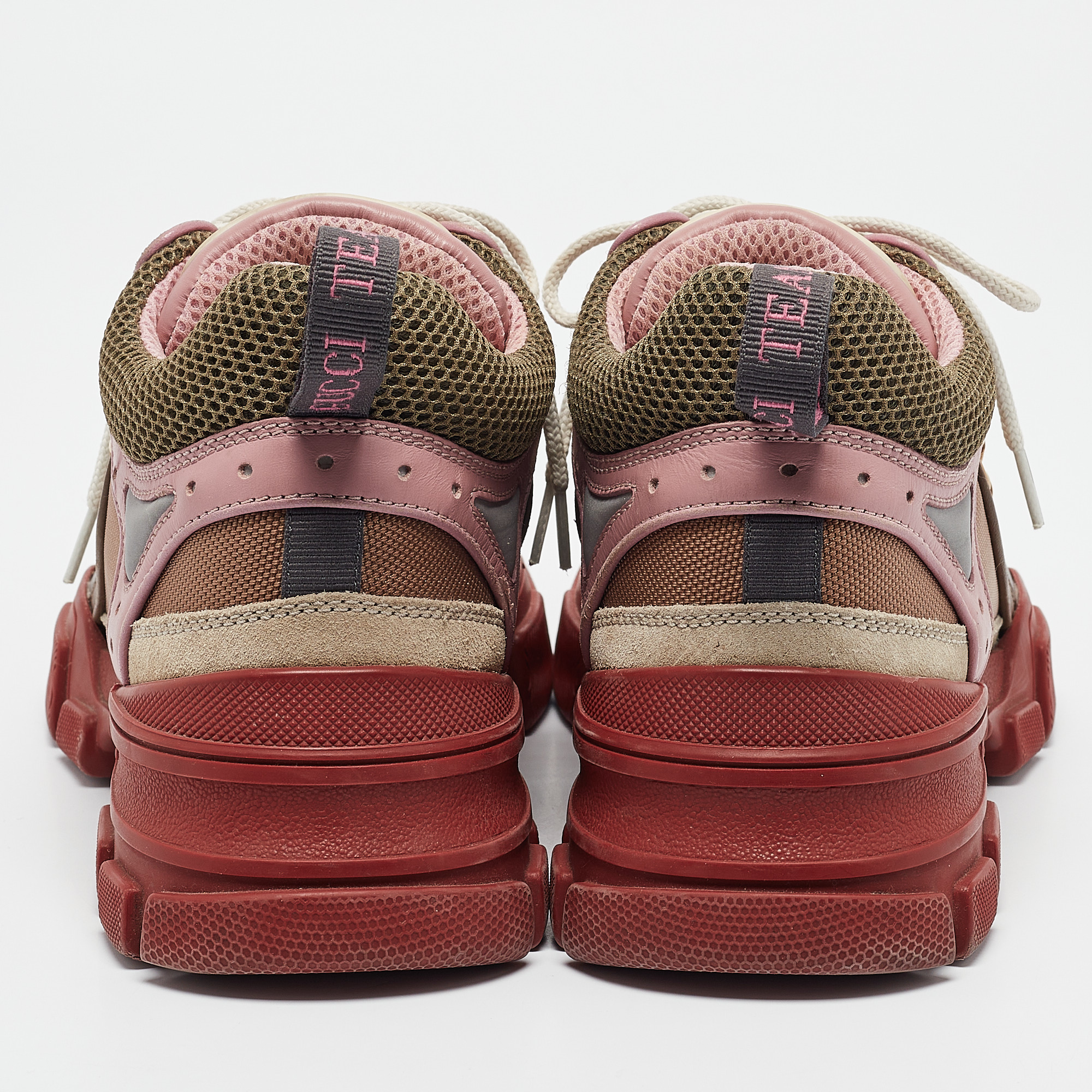 Gucci Multicolor Mesh and Suede Flashtrek Lace Up Sneakers Size 41 