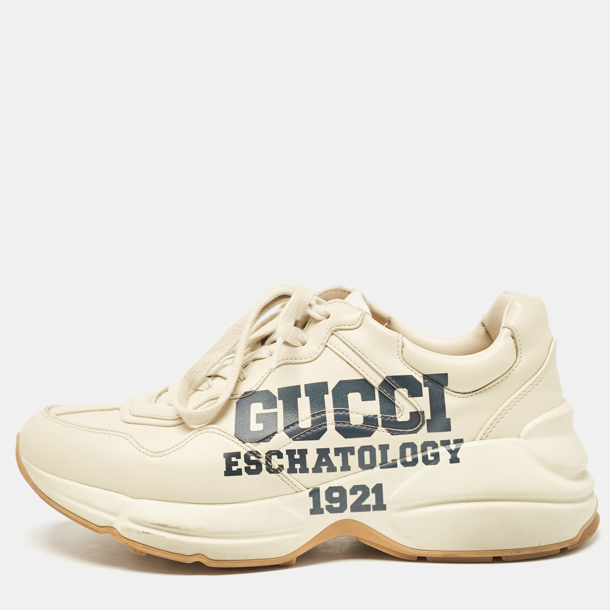 

Gucci Cream Leather Rhyton Low Top Sneakers Size