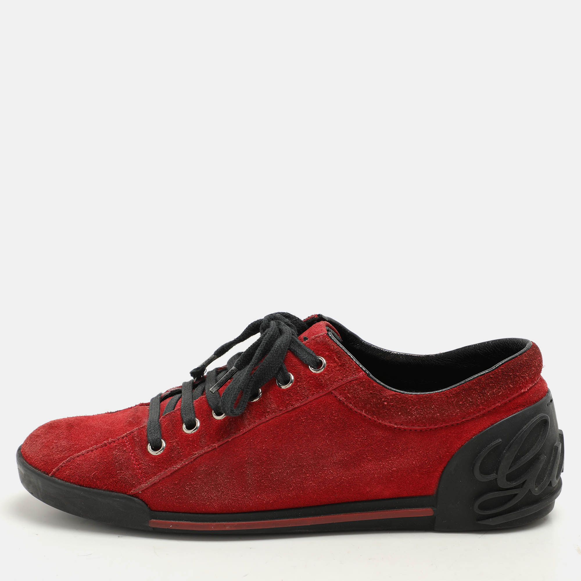 

Gucci Red Suede Low Top Sneakers Size 38