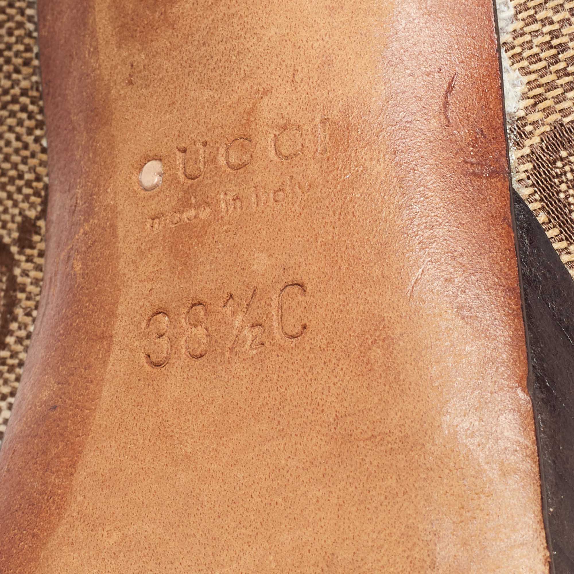 Gucci Beige/Brown GG Canvas and Leather Platform Pumps Size 38.5 