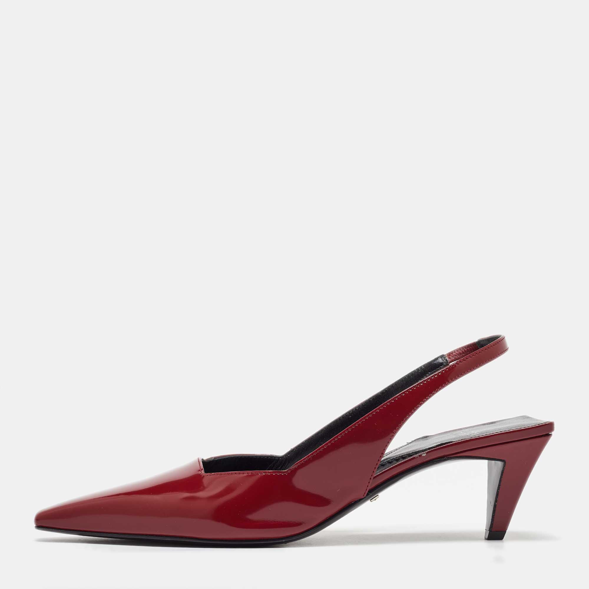 

Gucci Burgundy Patent Leather Slingback Pumps Size