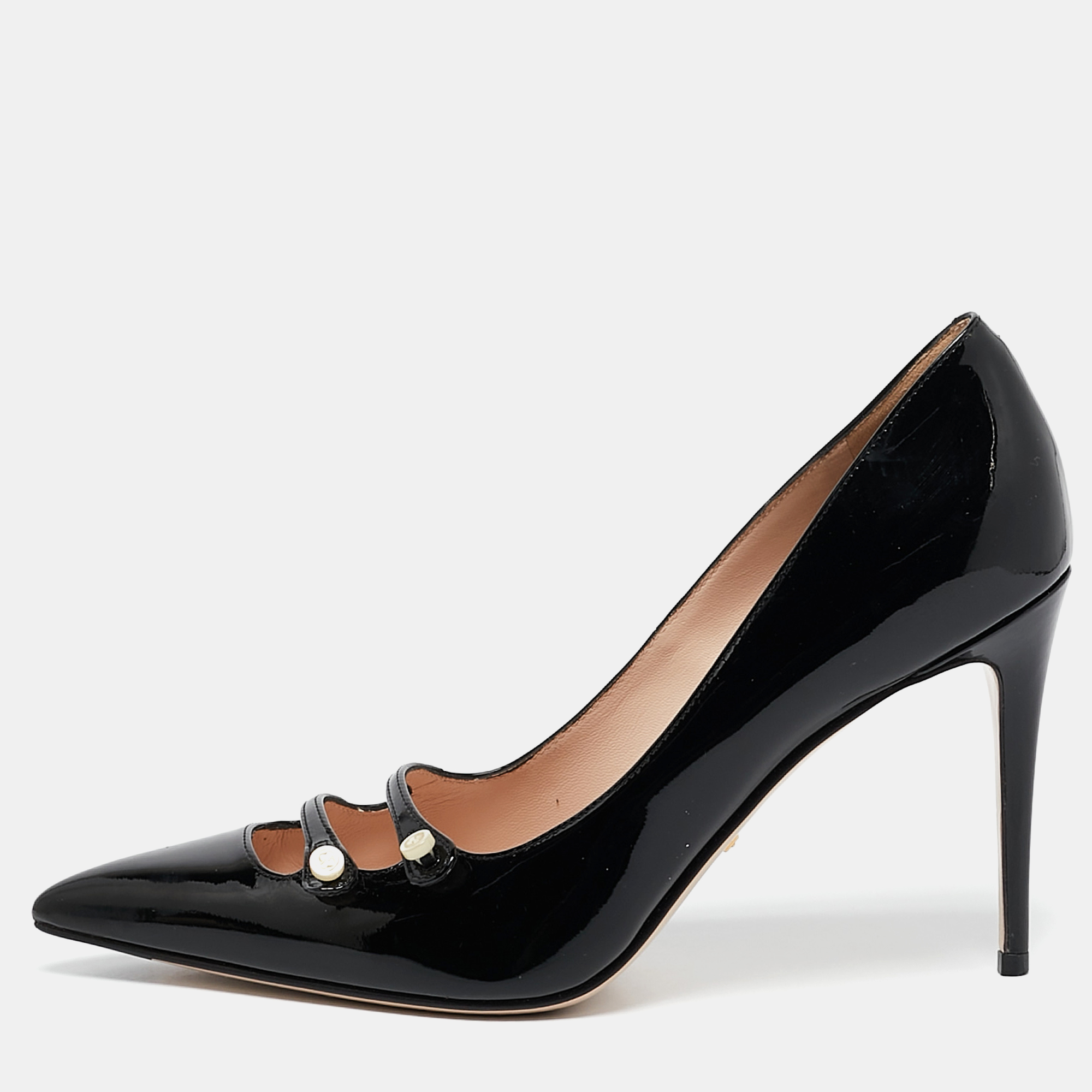 

Gucci Black Patent Leather Aneta Pumps Size