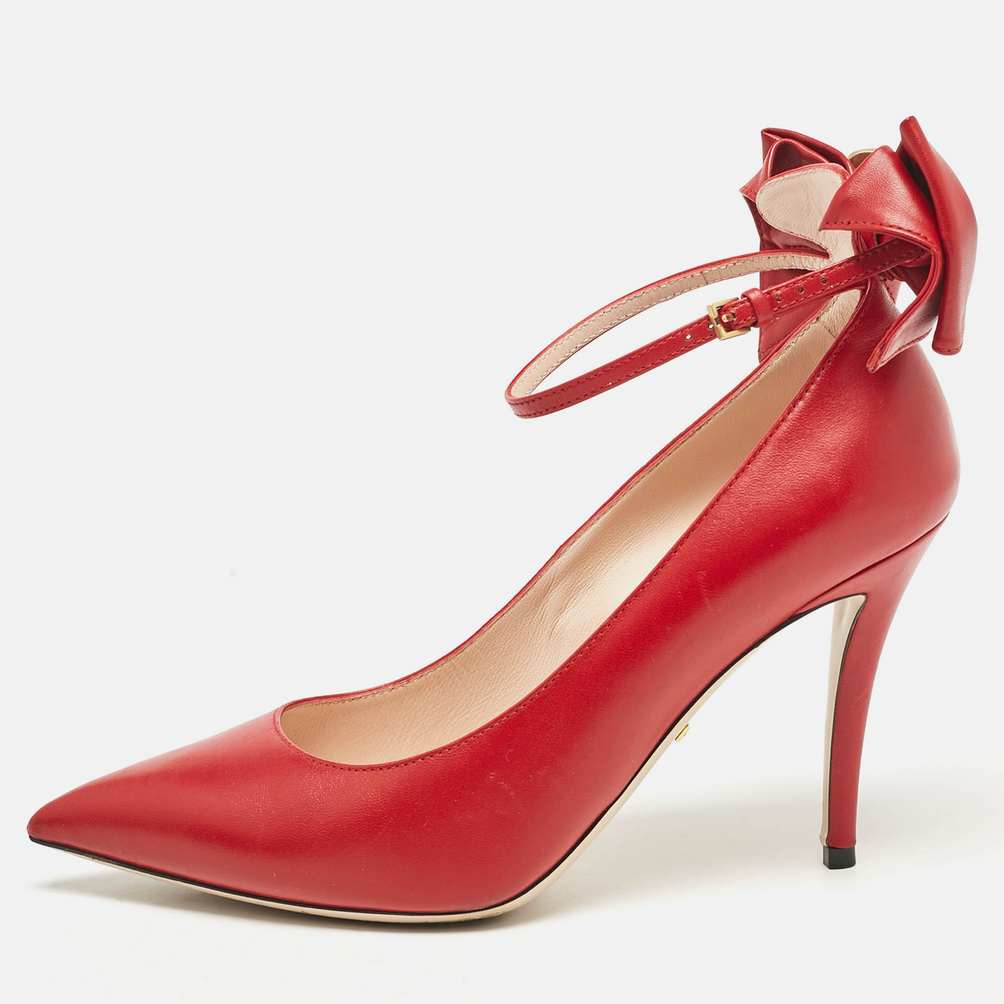 

Gucci Red Leather Queen Margaret Pumps Size