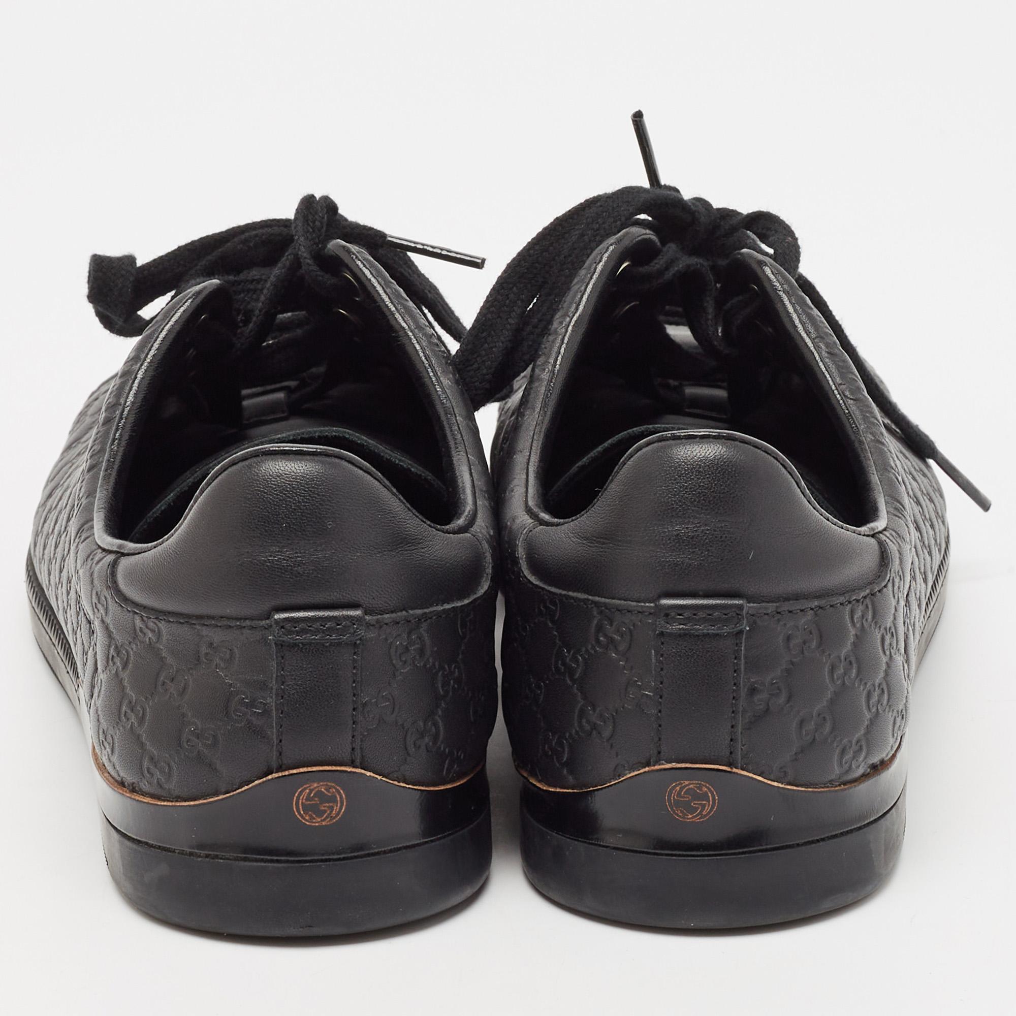 Gucci Black Microguccissima Leather Low Top Sneakers Size 40.5 