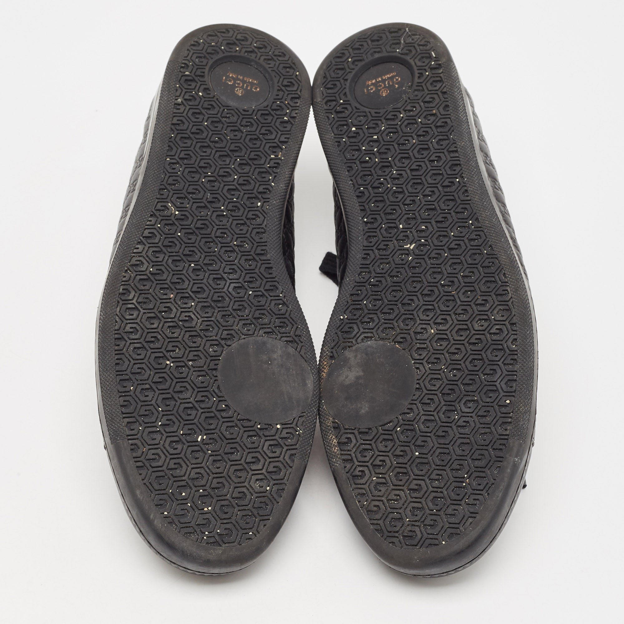 Gucci Black Microguccissima Leather Low Top Sneakers Size 40.5 