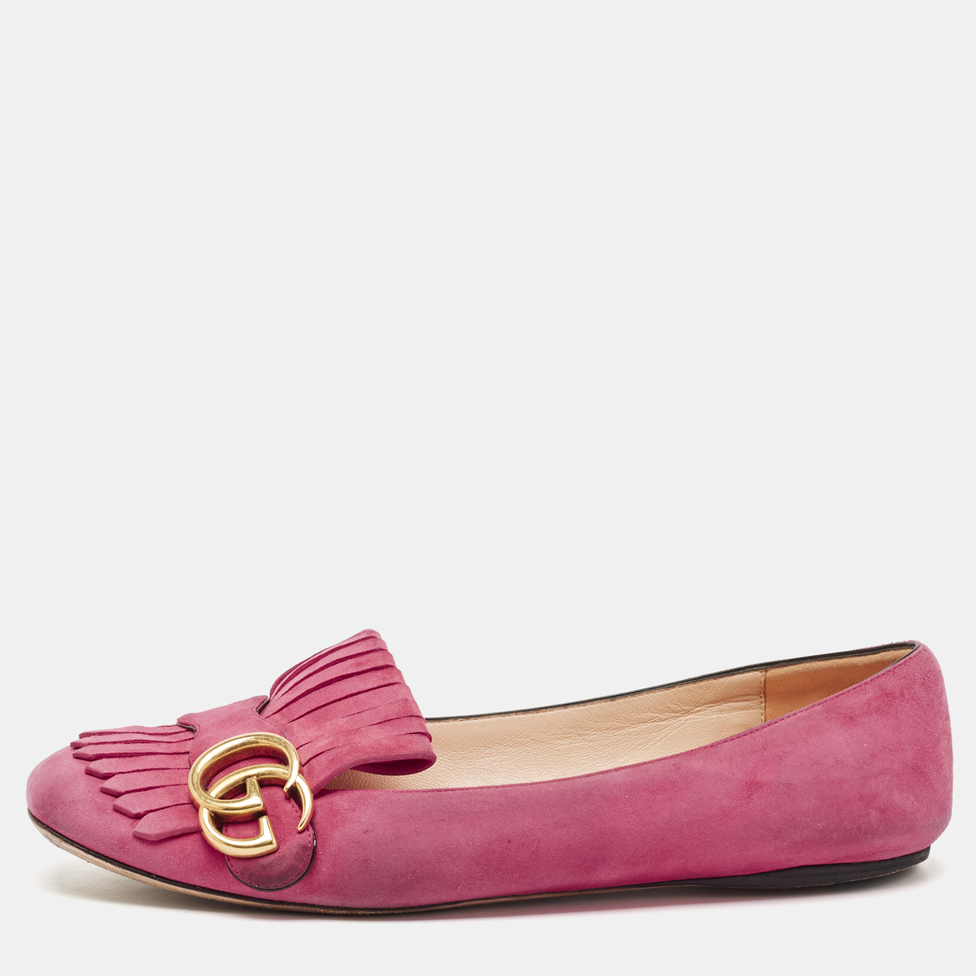 

Gucci Pink Suede GG Marmont Ballet Flats Size