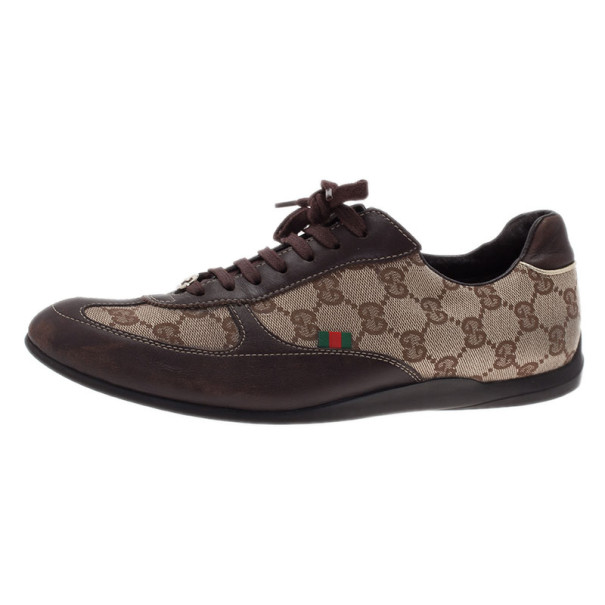 Pre Owned Gucci Guccissima Canvas and Leather Sneakers Size 38.5