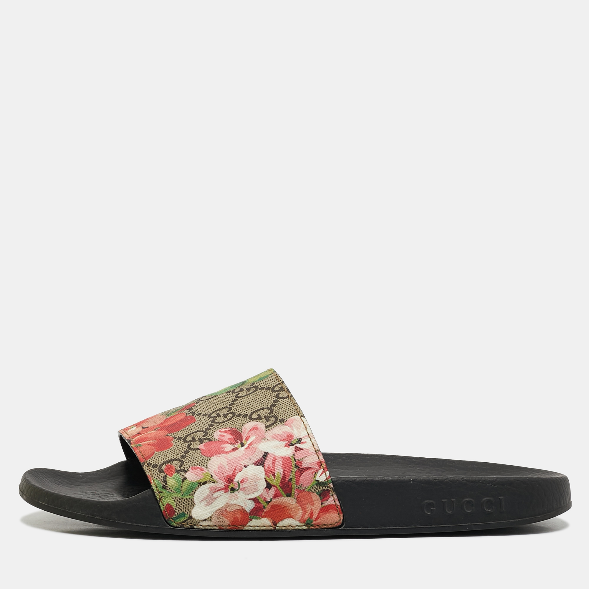 

Gucci Pink/Black GG Bloom Supreme Canvas Slide Flats Size, Multicolor