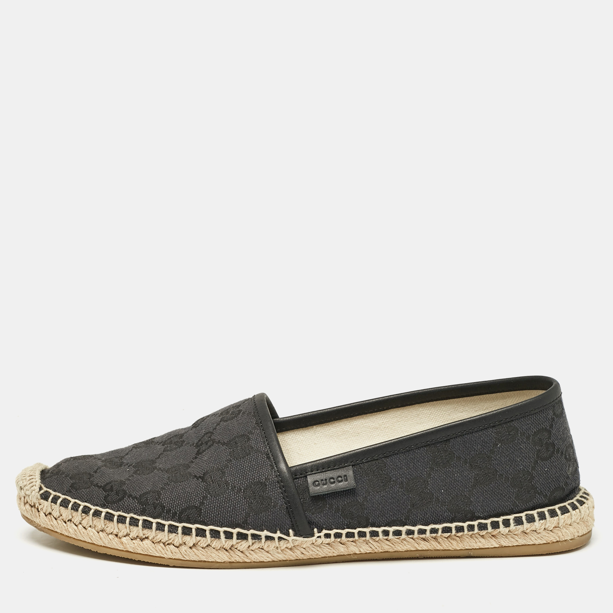 

Gucci Black GG Canvas Espadrille Flats Size